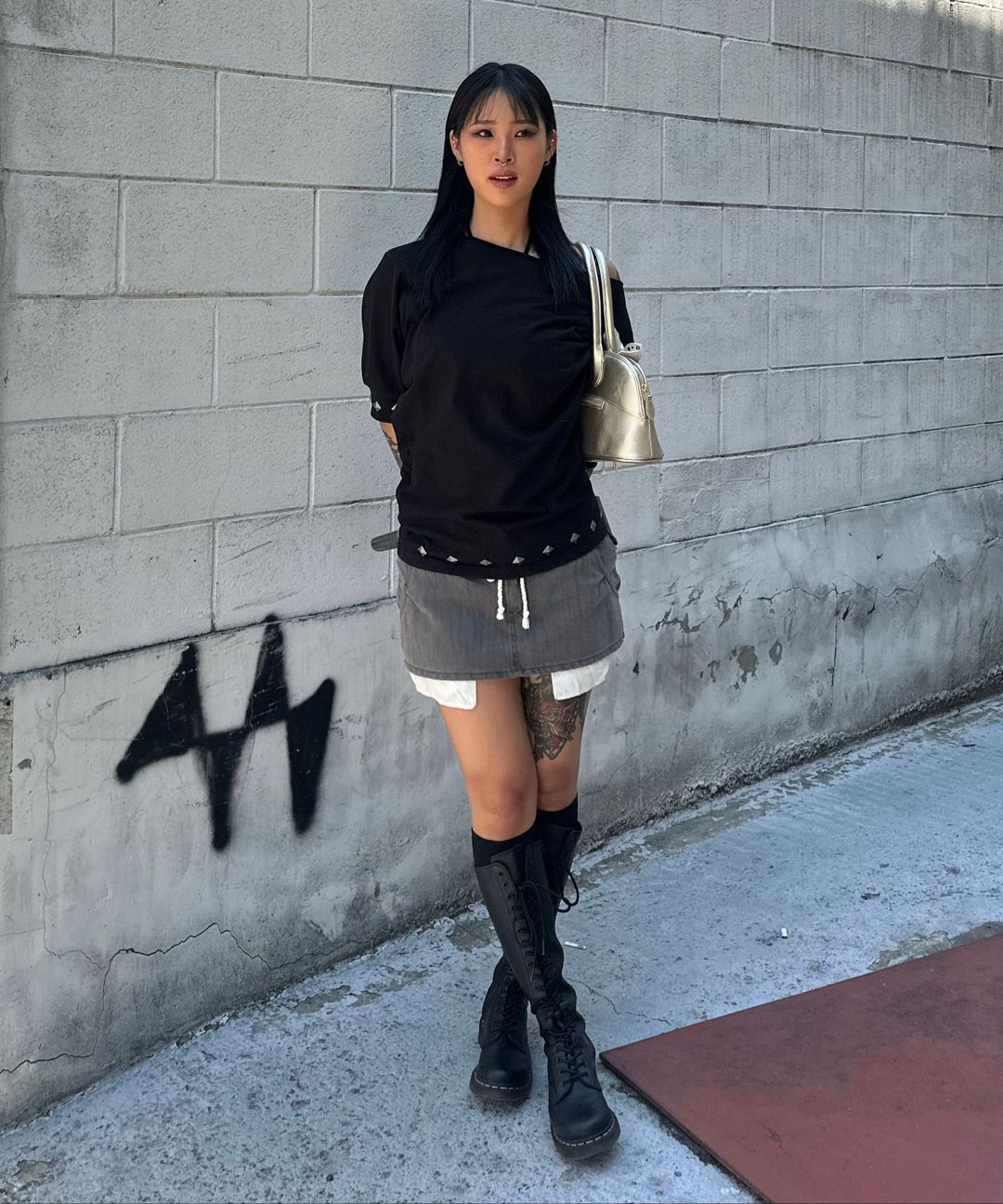 MUSINSA | SCULPTOR Apron Layered Mini Skirt Mid Blue