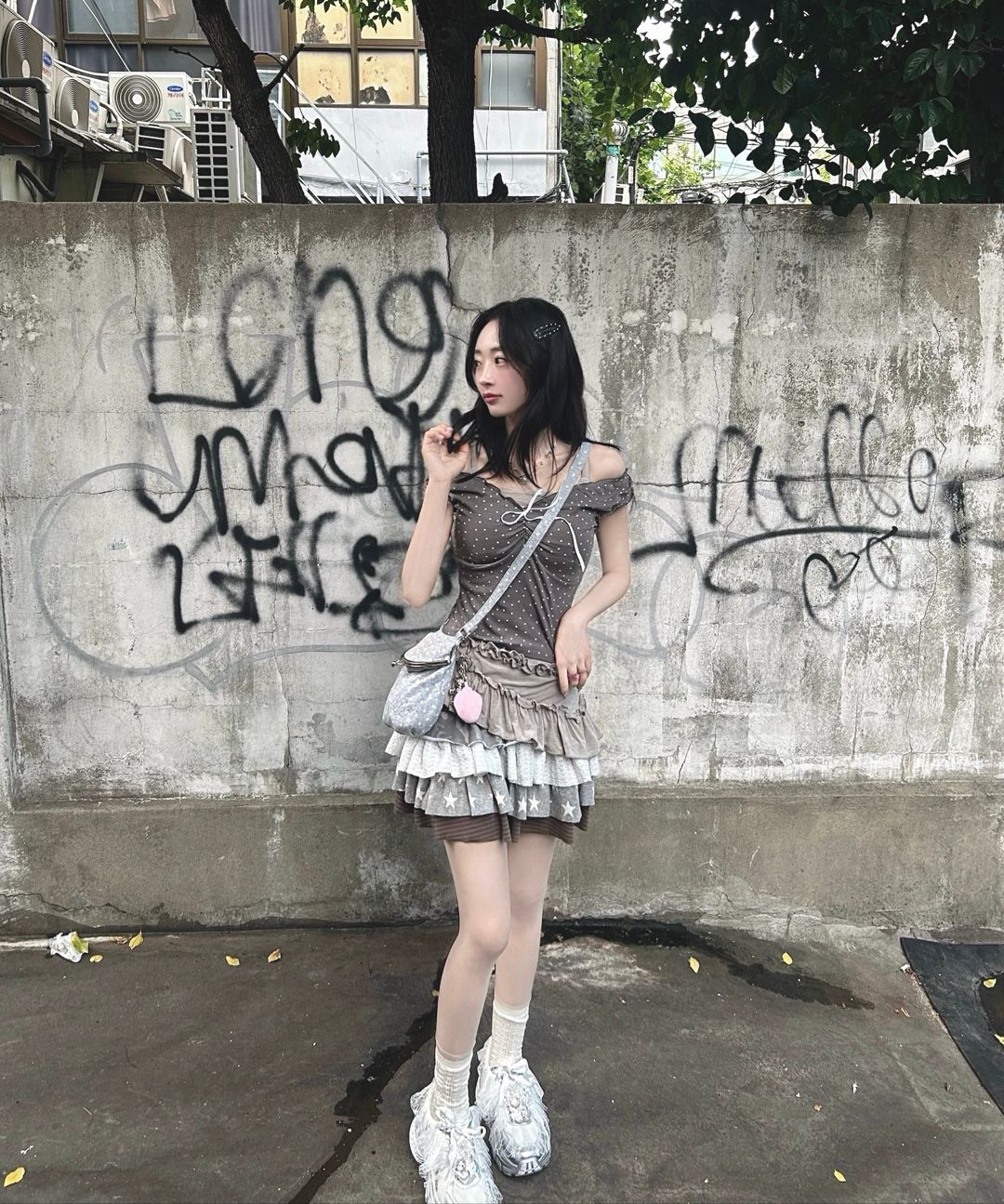 MUSINSA公式 | HUG YOUR SKIN Cancan Layered Skirt (Brown)