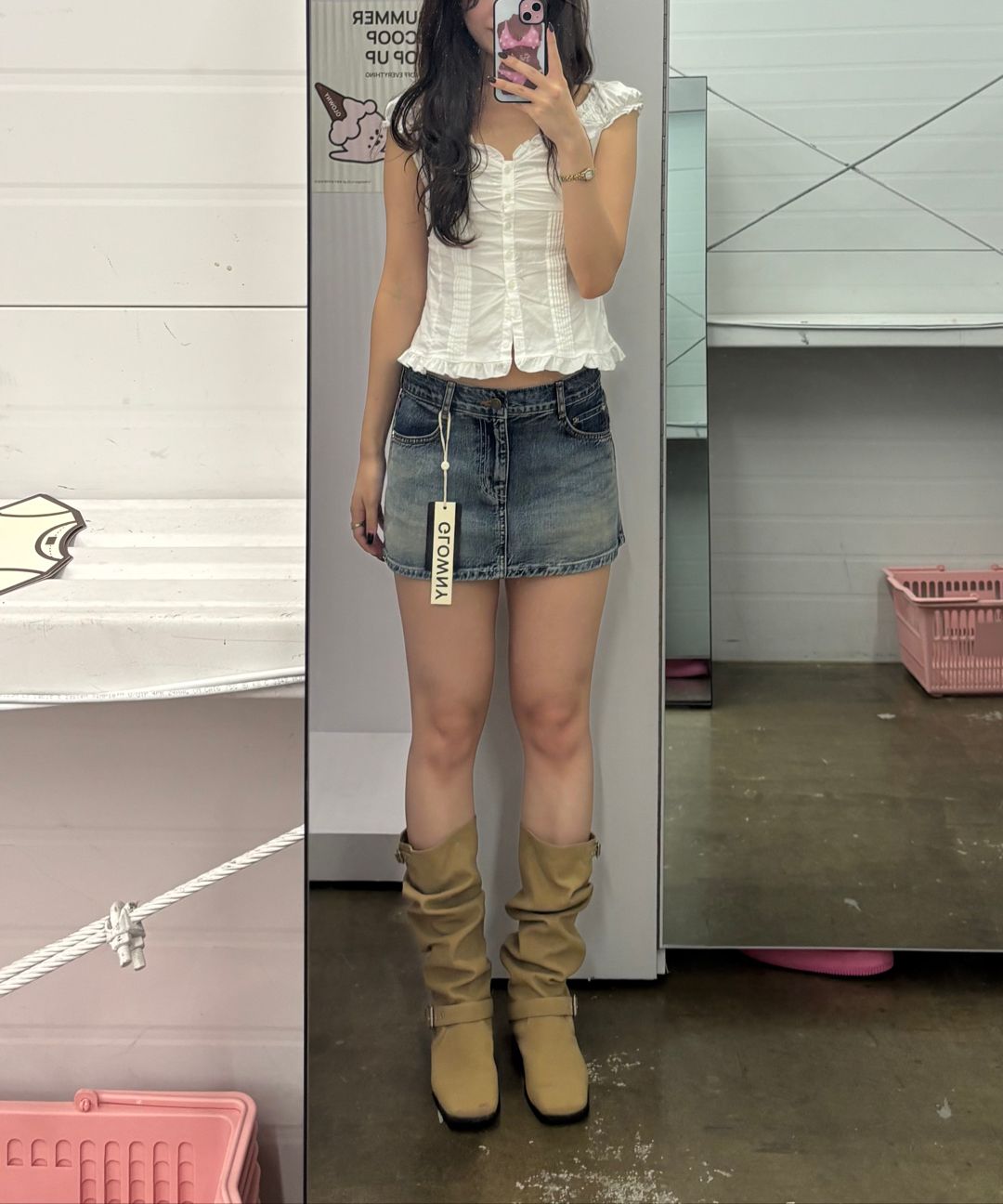 MUSINSA | GLOWNY WESTERN MINI SKIRT (VINTAGE BLUE)