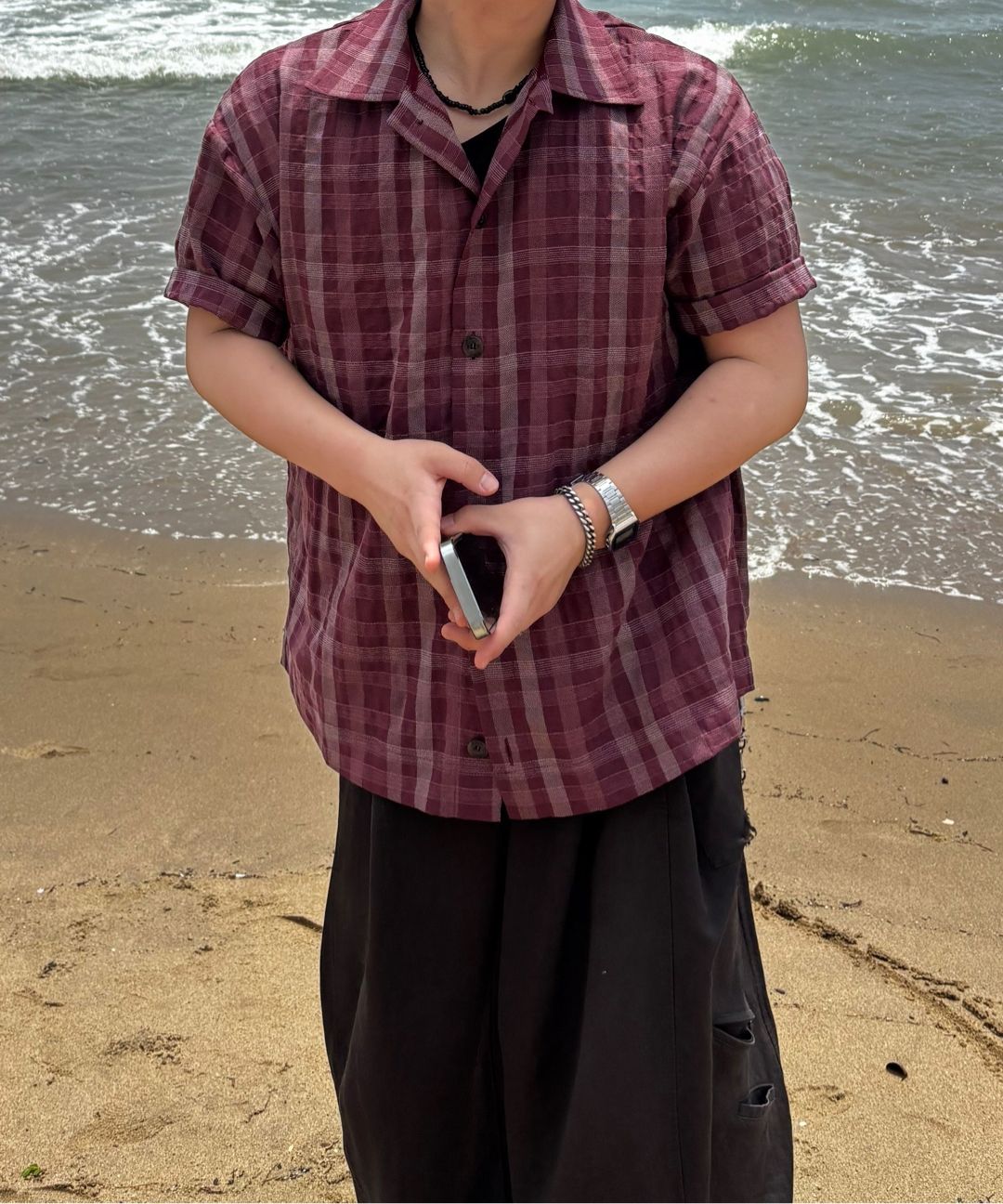 MUSINSA公式 | AAKAM 98 Printed Knee Pin-tuck Denim Pants (Black)