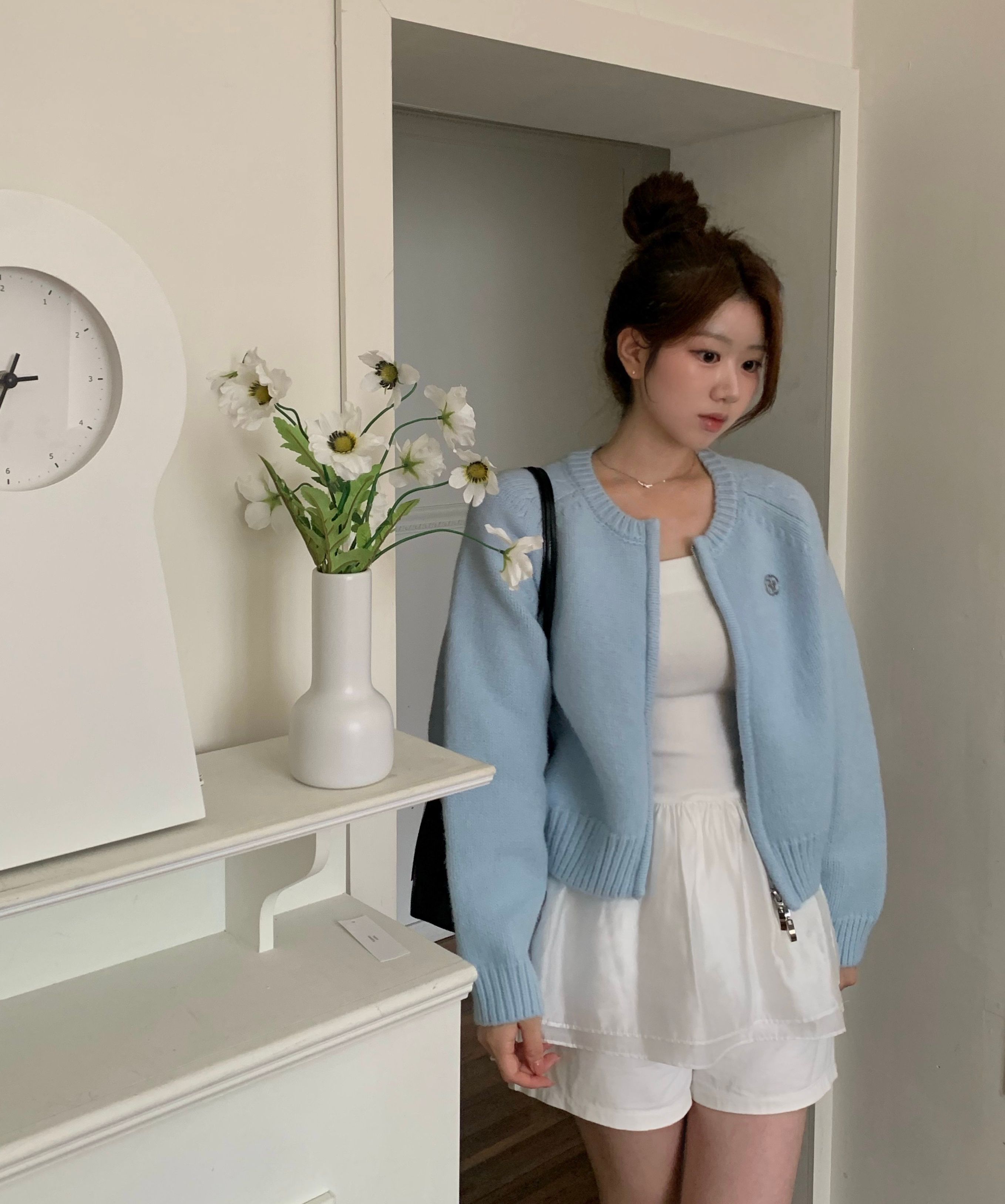 MUSINSA | ROSÉ FRANTZ Two-way Knit Cardigan [Pink]