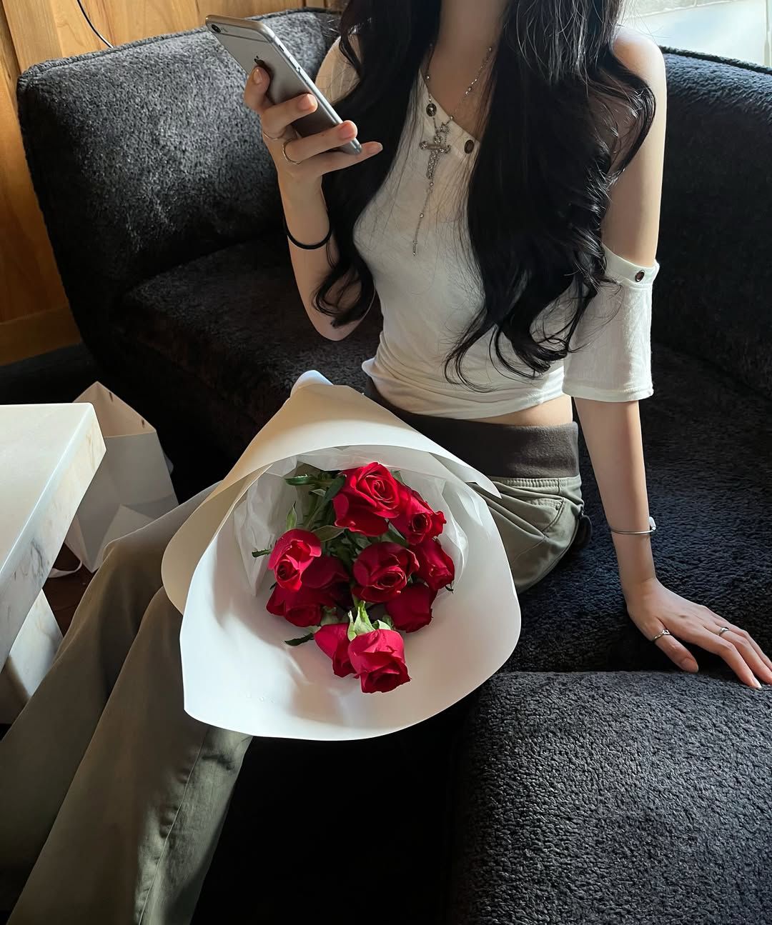 MUSINSA公式 | PLEASENOFOLLOW Harry Button Unbal Shirring