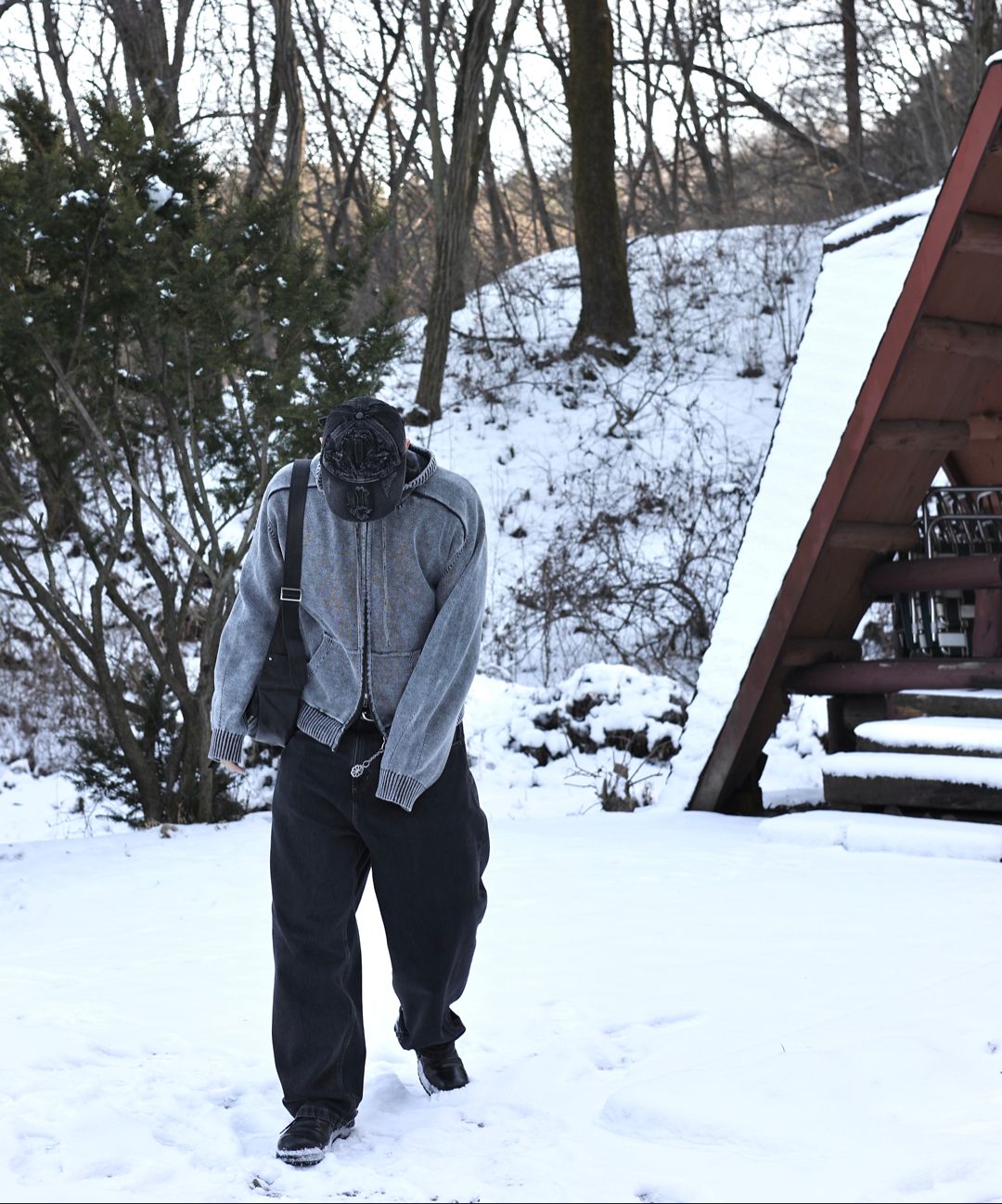 MUSINSA公式 | LMOOD Peace Dyed Hoodie Knit Zip-up Stained