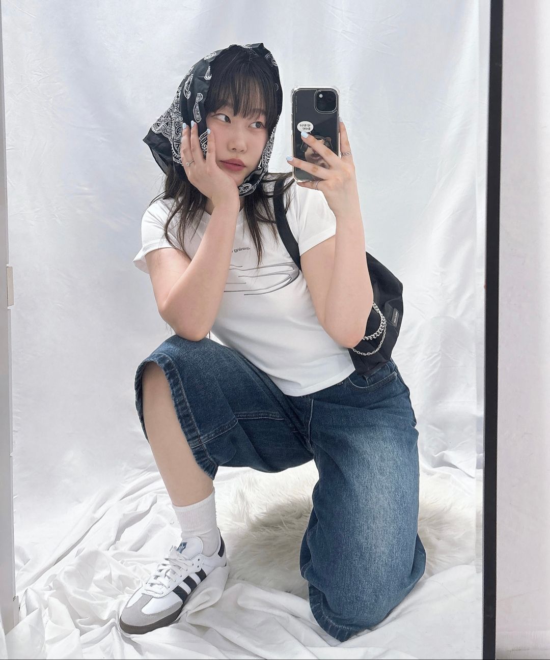 アイドル OPENING PROJECT W Cropped Symbol T W Cropped Symbol T Shirt - 3D / White - OPENING PROJECT