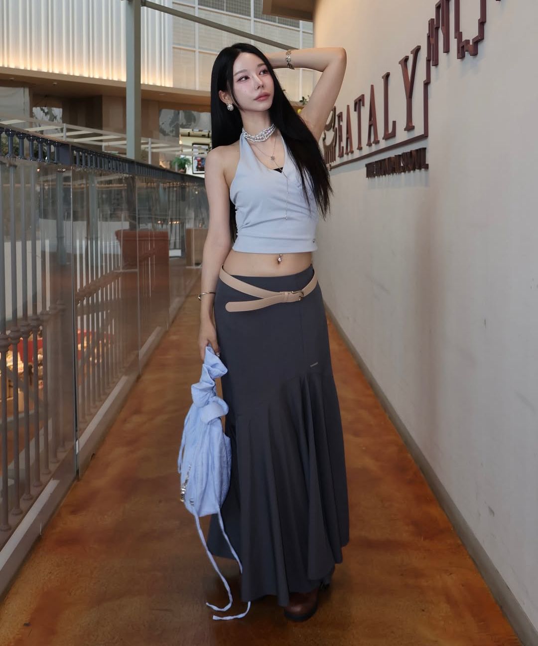 ◆MISEKI SEOUL◆ Flare long skirt CHARCOAL MSK252SK06CH MUSINSA公式 | MISEKI SEOUL Flare long skirt CHARCOAL