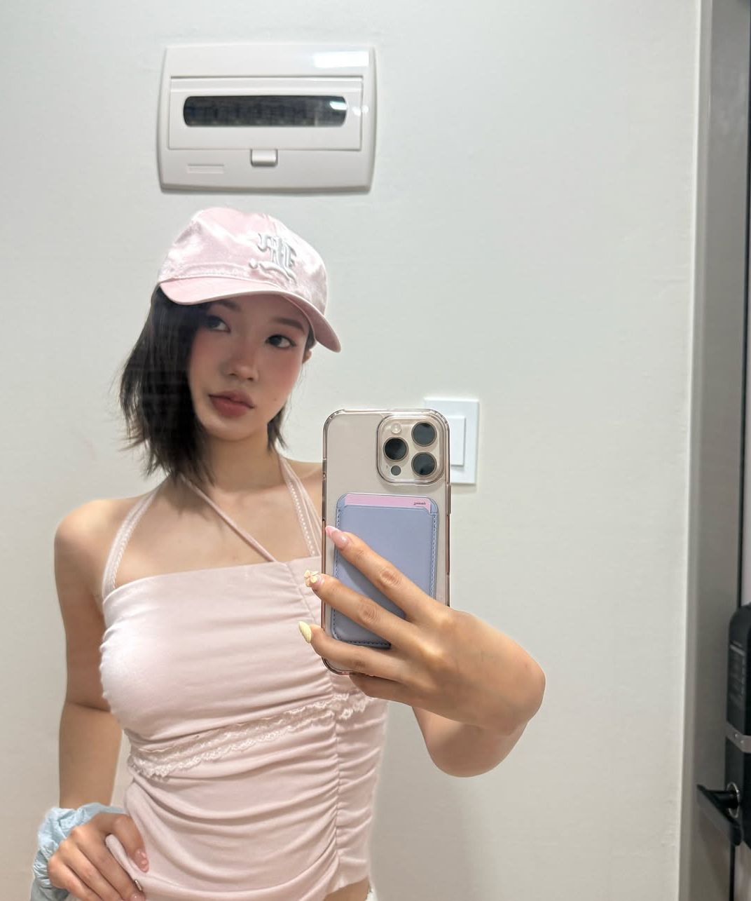 MUSINSA | PAINORPLEASURE ANGEL SHIRRING TOP pink