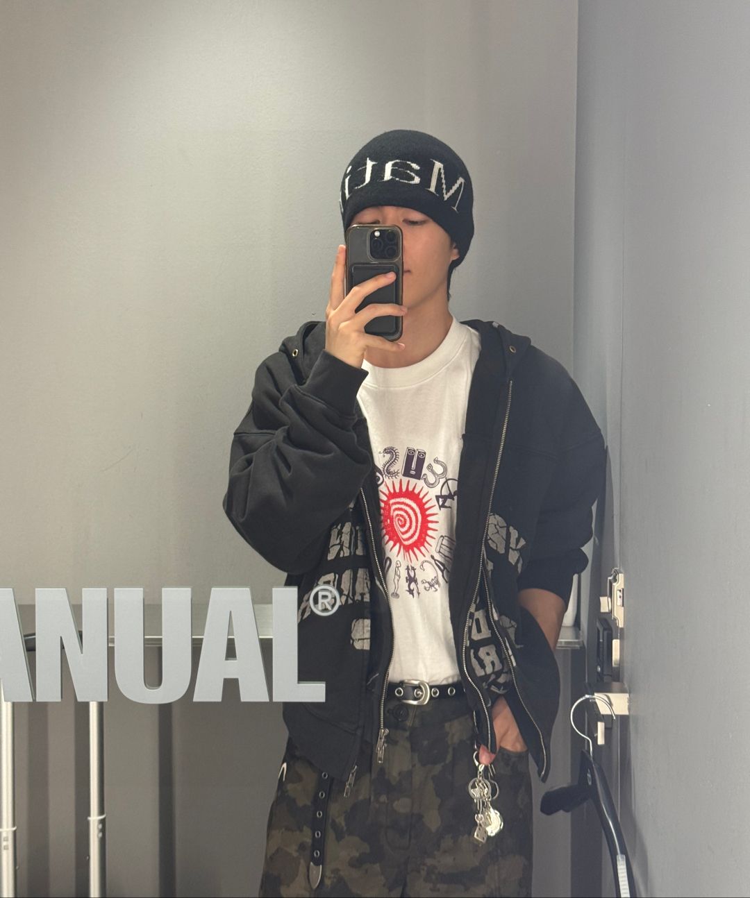 MUSINSA公式 | MATIN KIM LOGO JACQUARD SHORT BEANIE IN BLACK