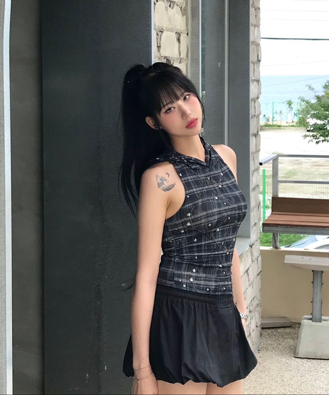 MUSINSA | BADBLOOD Dark Billy Nylon Balloon Mini Skirt - Black