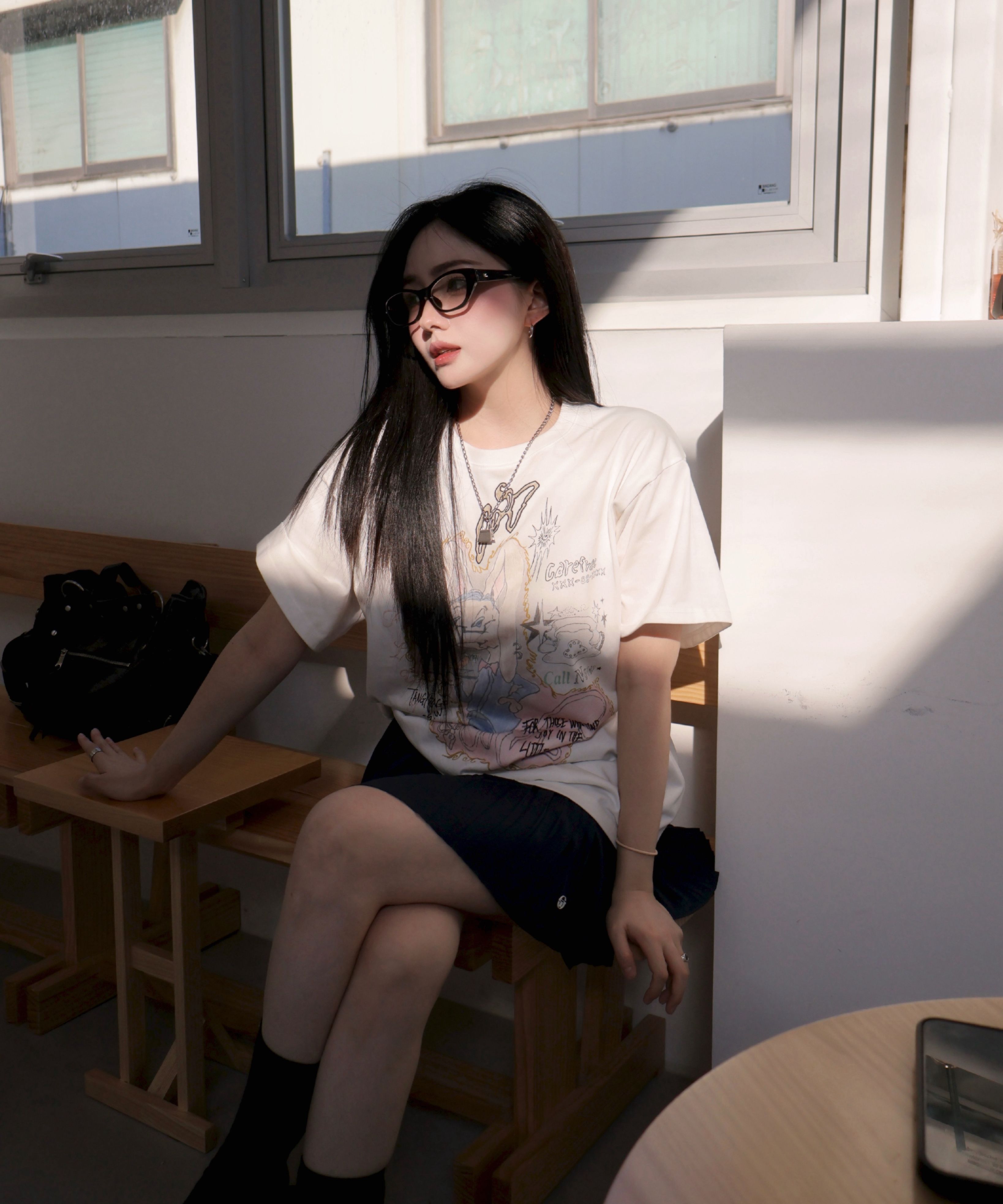 TYPESERVICE　Rabbit Ruched Top [White]　韓国 TYPESERVICE Rabbit Ruched Top [White] 韓国 7차] Rabbit