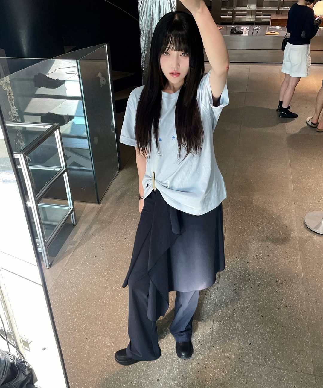 MUSINSA | MISEKI SEOUL Draped midi skirt pants SET BLACK