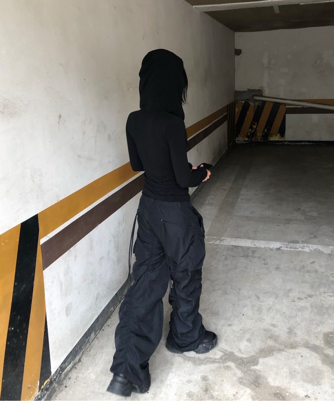 MUSINSA | NACHE CONVEX TIE CARGO PANTS (UNISEX) BLACK