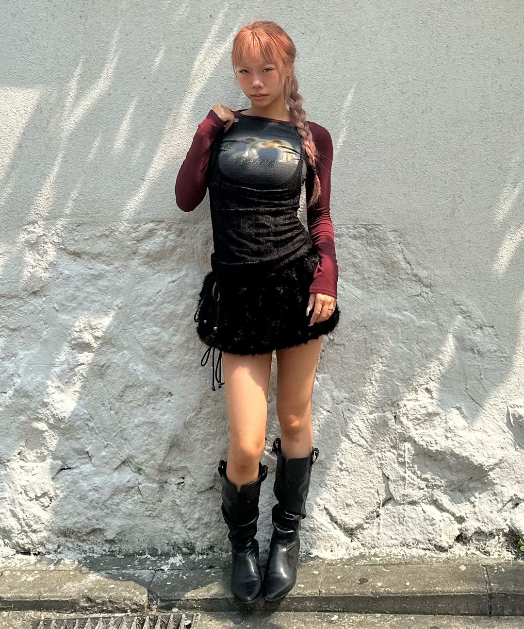 스컬프터(SCULPTOR) Good Karma Raglan Tee Charcoal/Burgundy