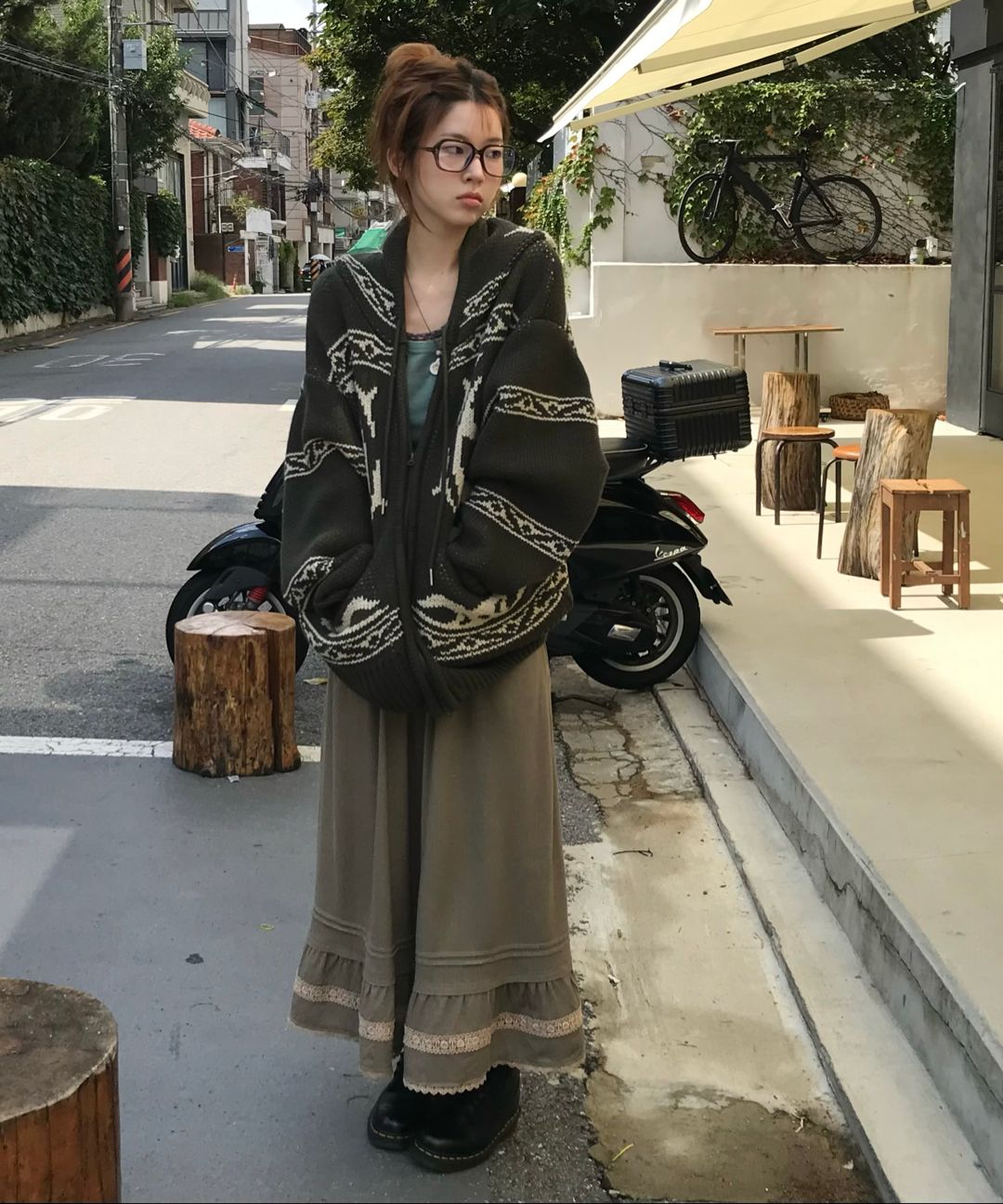 MUSINSA | NOMANUAL COWICHAN HOODED ZIP-UP - NAVY