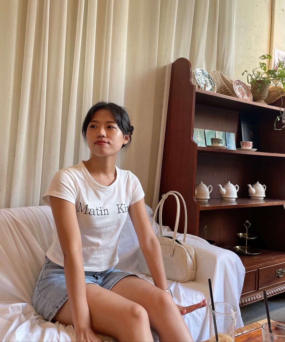 MUSINSA | MATIN KIM MATIN KIM LOGO CROP TOP IN WHITE
