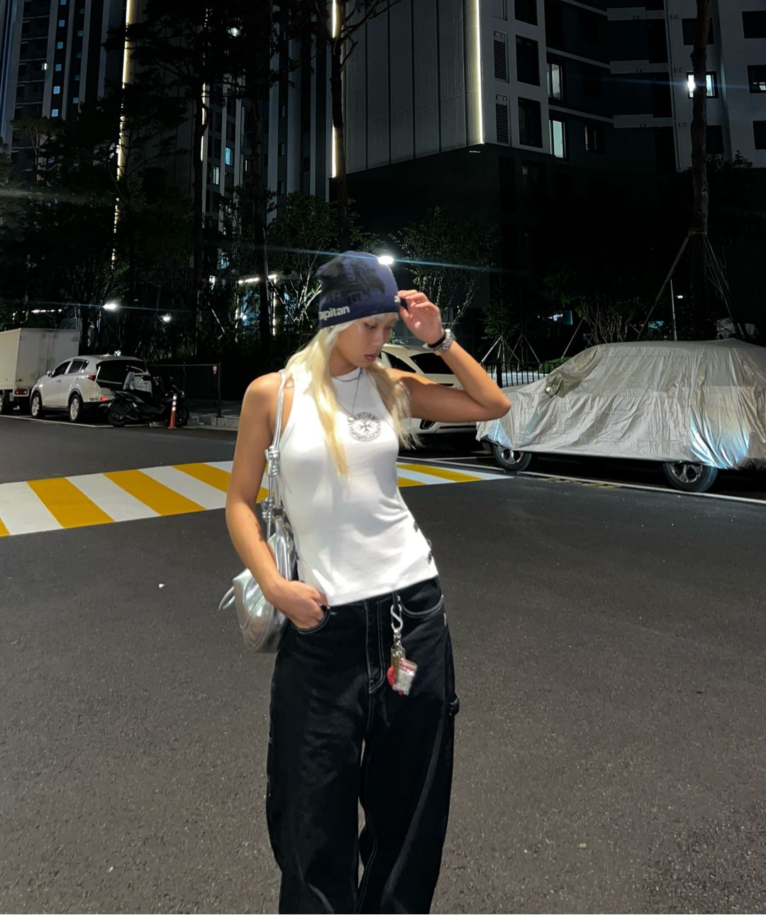 MUSINSA公式 | AAKAM Needlework Carpenter Denim Pants (Black)