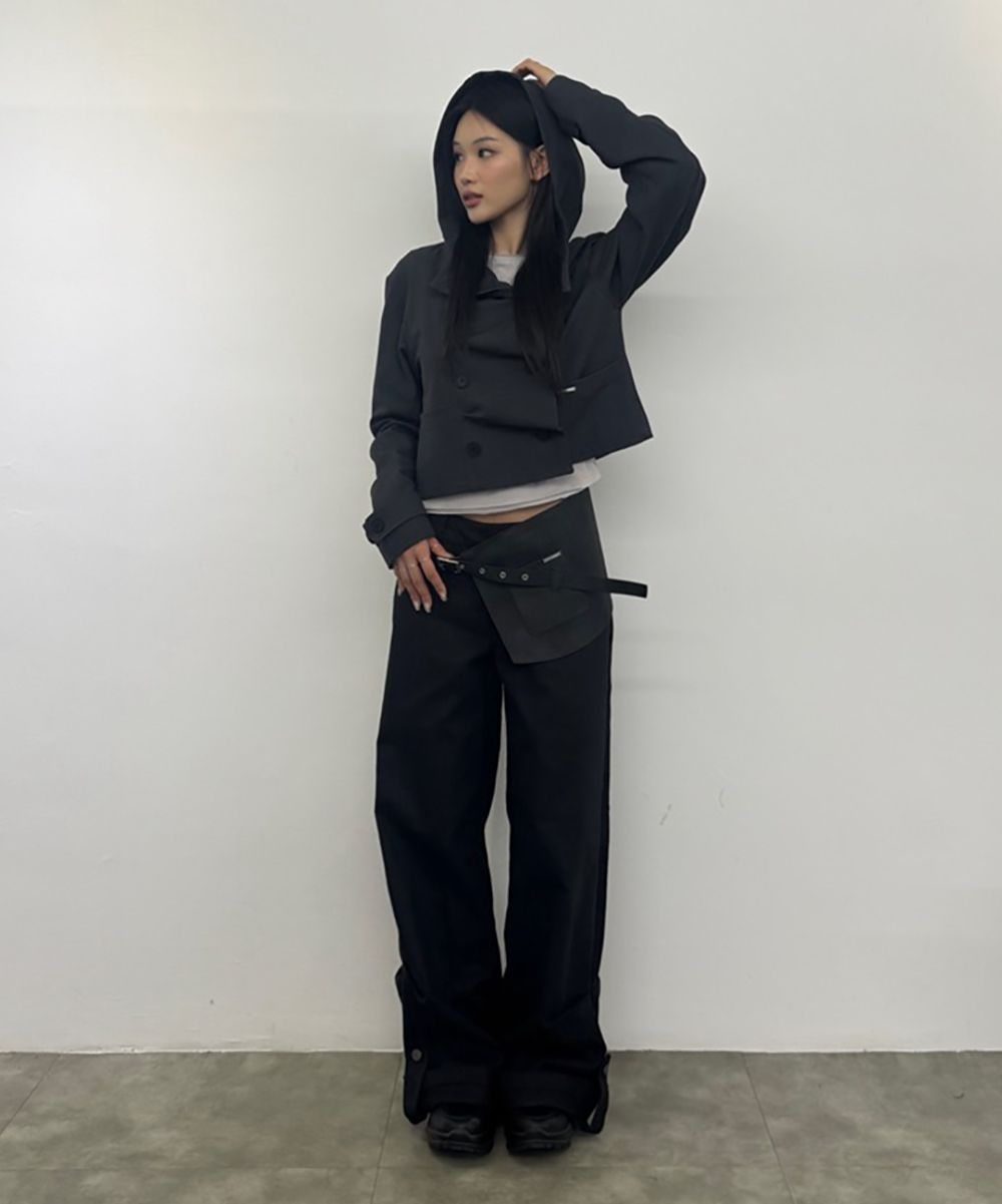 MUSINSA公式 | MISEKI SEOUL Cowl neck button Jacket CHARCOAL