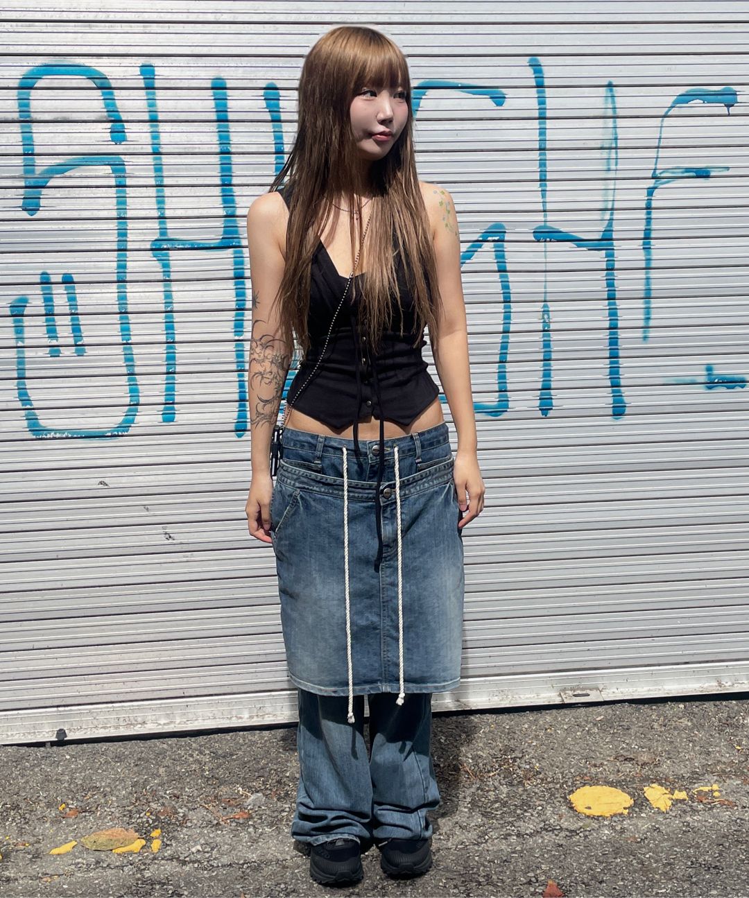 스컬프터(SCULPTOR) Cross Hair On Strap Wallet Black - 사이즈