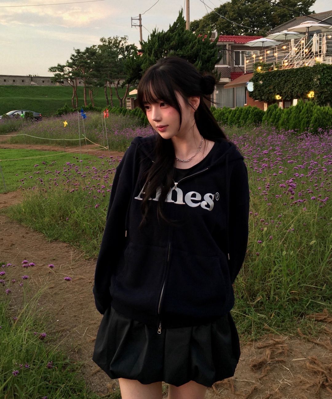 MUSINSA公式 | AMES-WORLDWIDE BASIC LOGO HOODIE ZIP UP CREAM