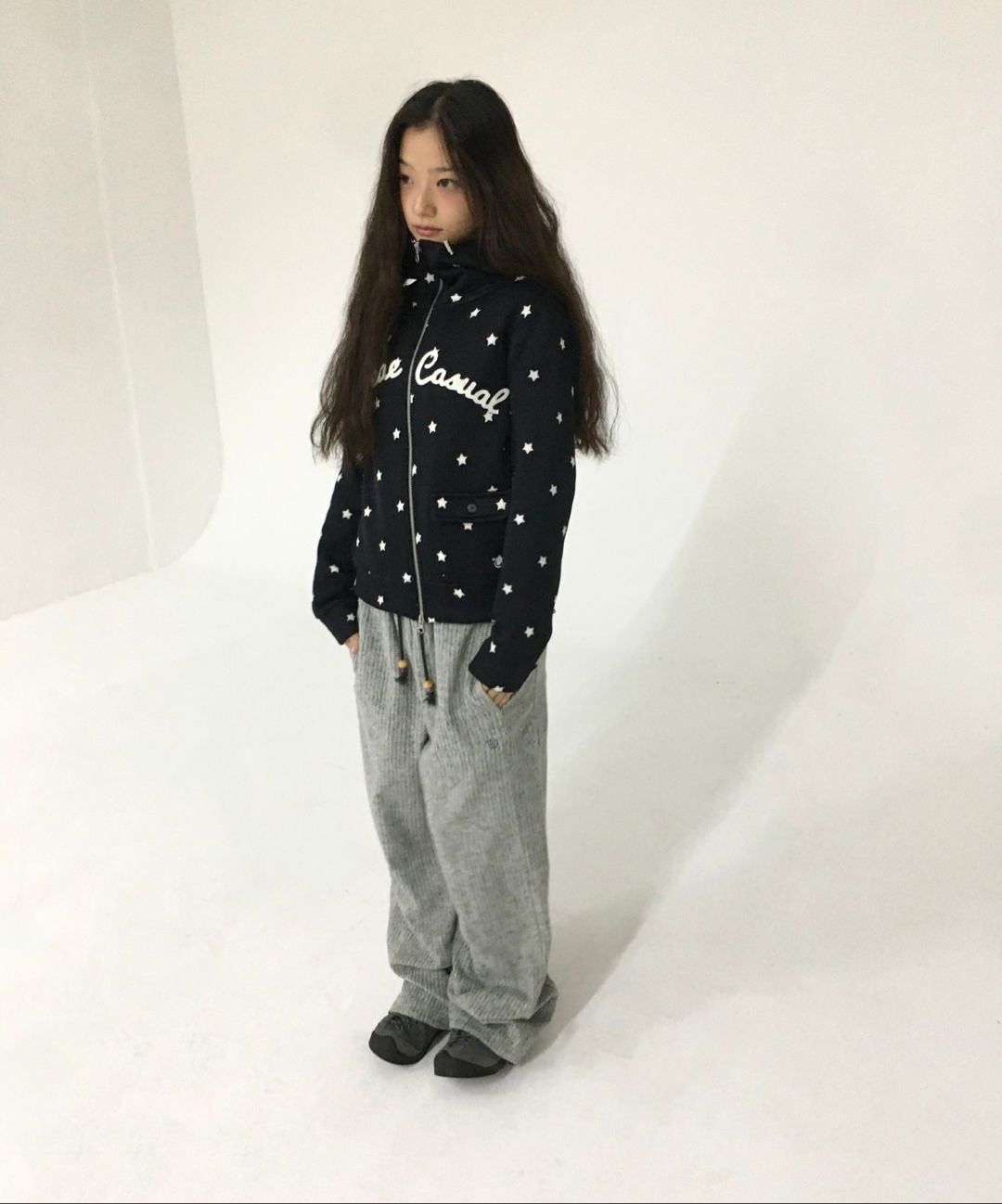 MUSINSA | AEAE STAR HIGH NECK ZIP UP [GREY]