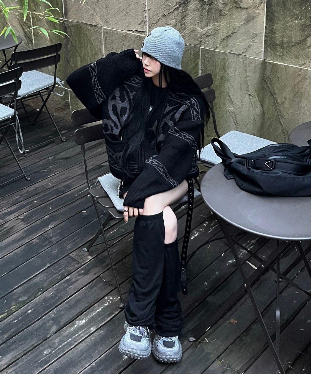 MUSINSA | NOMANUAL COWICHAN HOODED ZIP-UP - NAVY