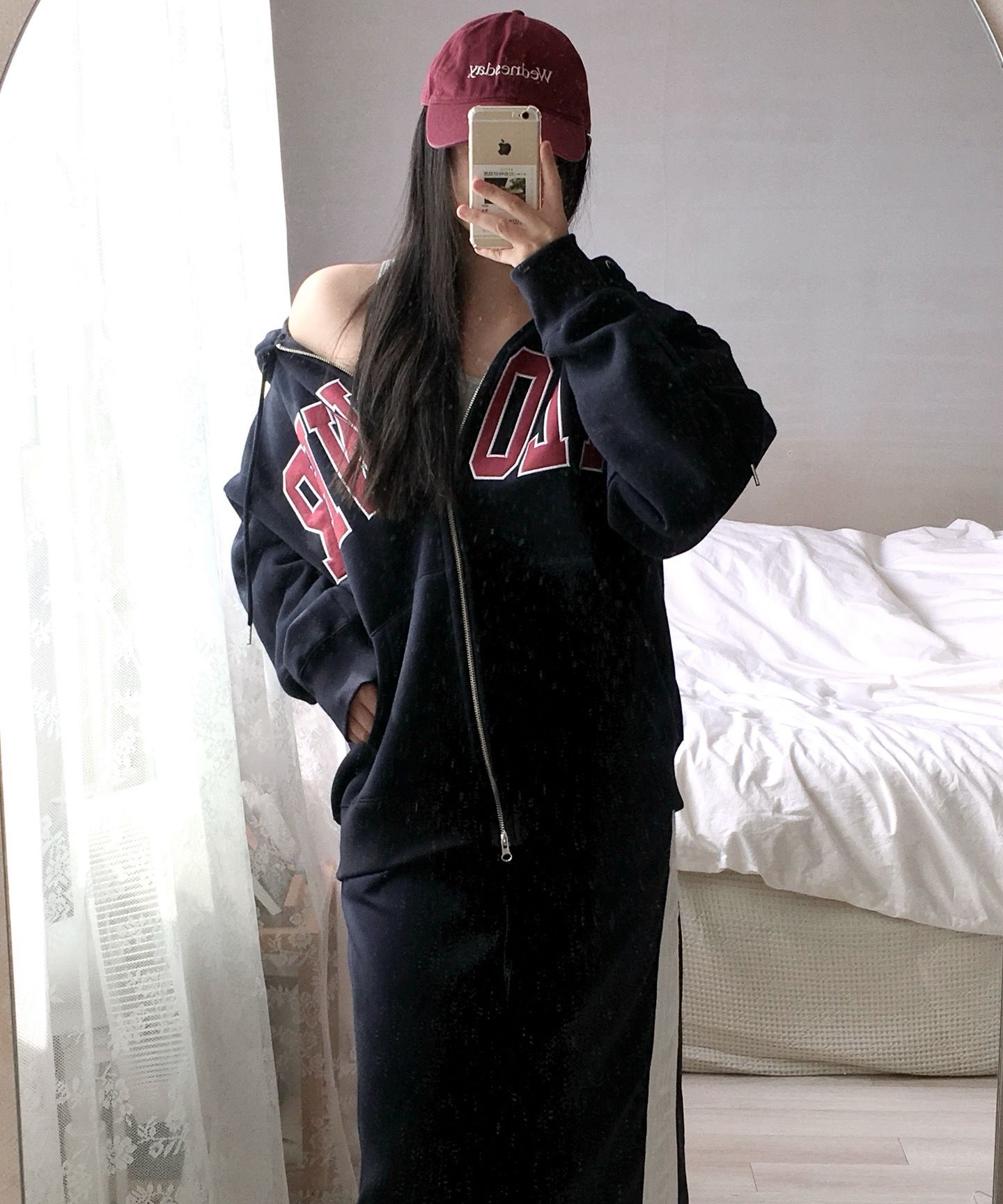 해비즘(HAVISM) FLOWER ZIP UP HOOD(WINE) - 사이즈 & 후기 | 무신사