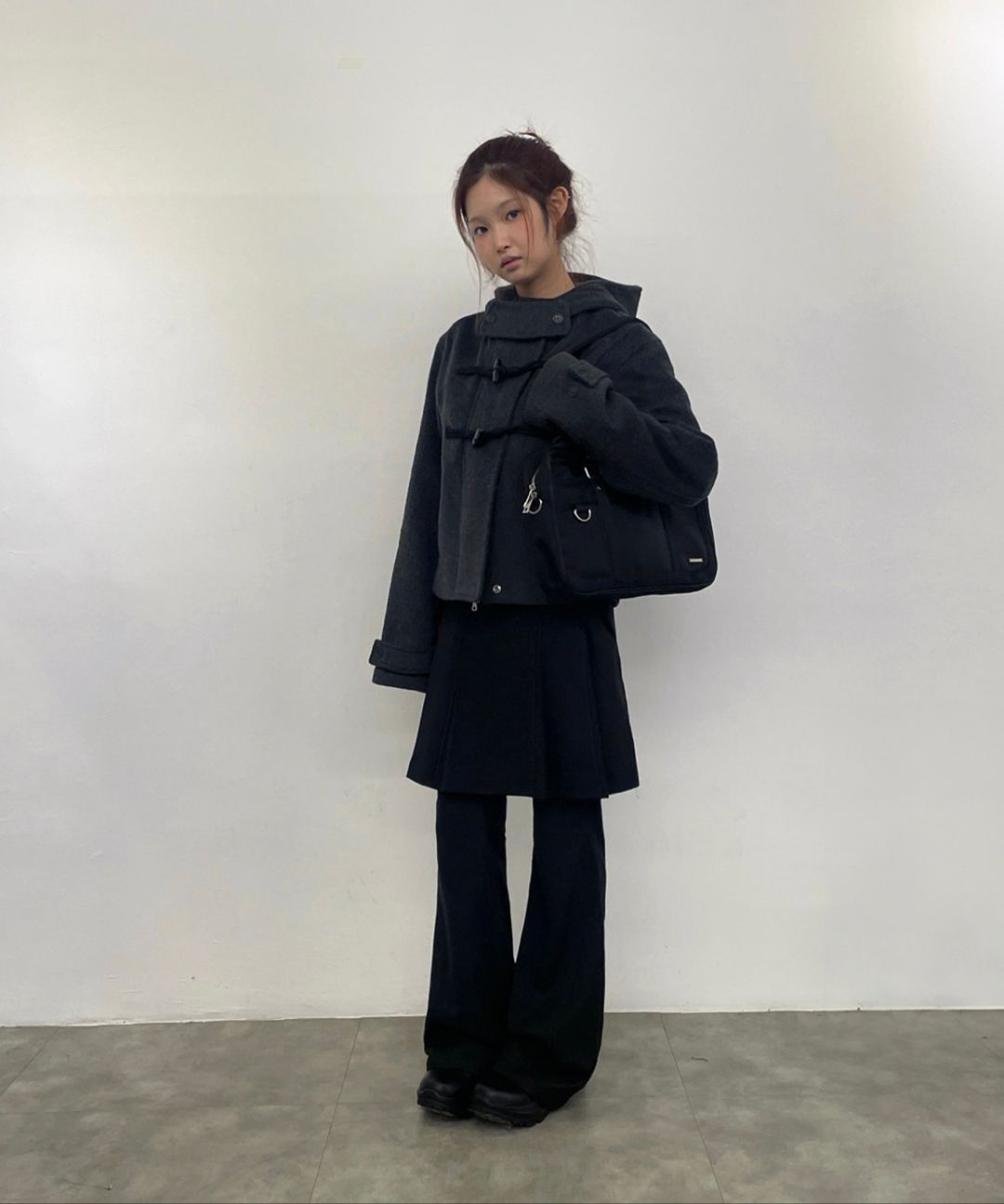 MUSINSA公式 | MISEKI SEOUL Duffle hoodie short coat CHARCOAL