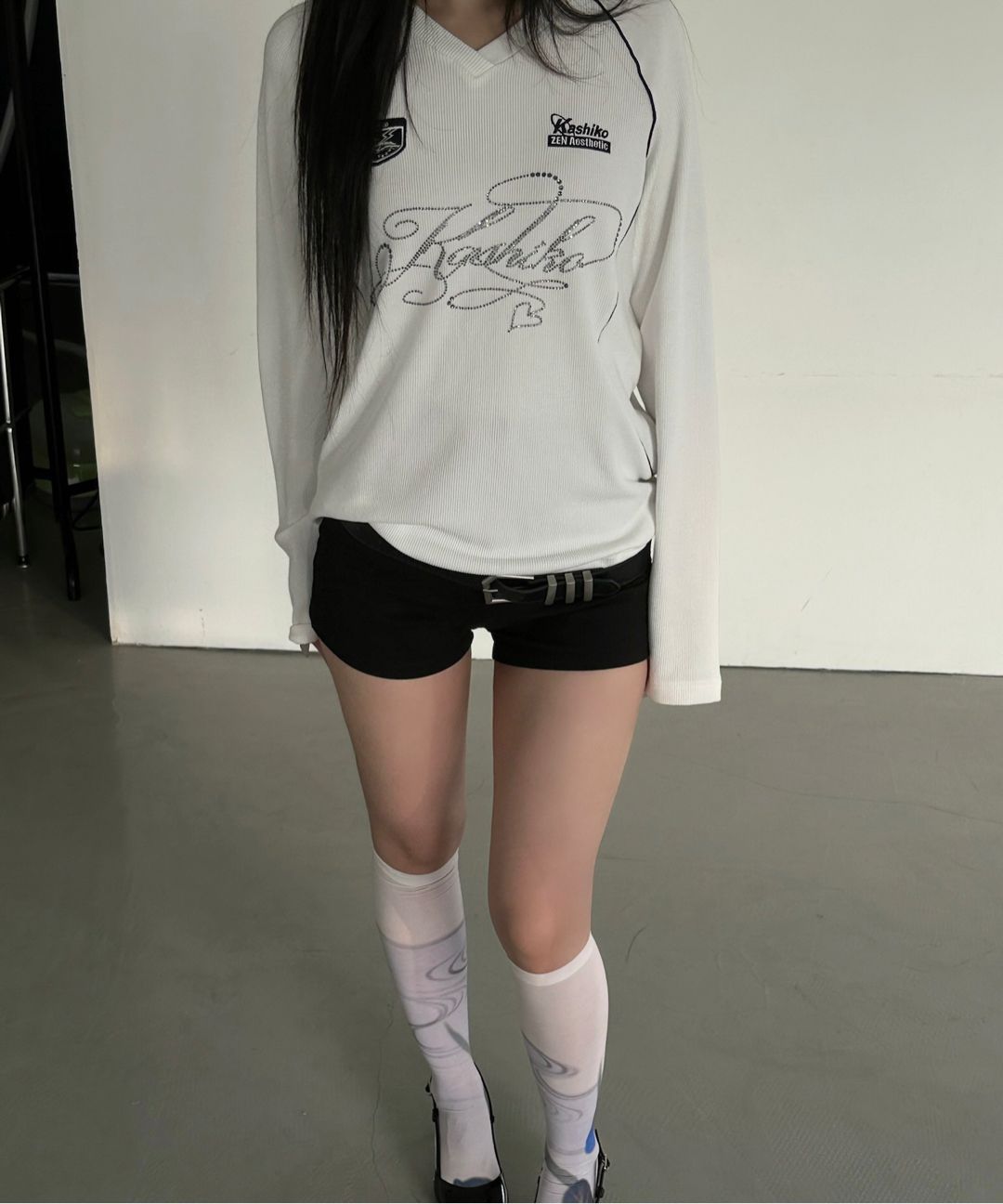 MUSINSA | KASHIKO Waffle Rugby Tee Charcoal