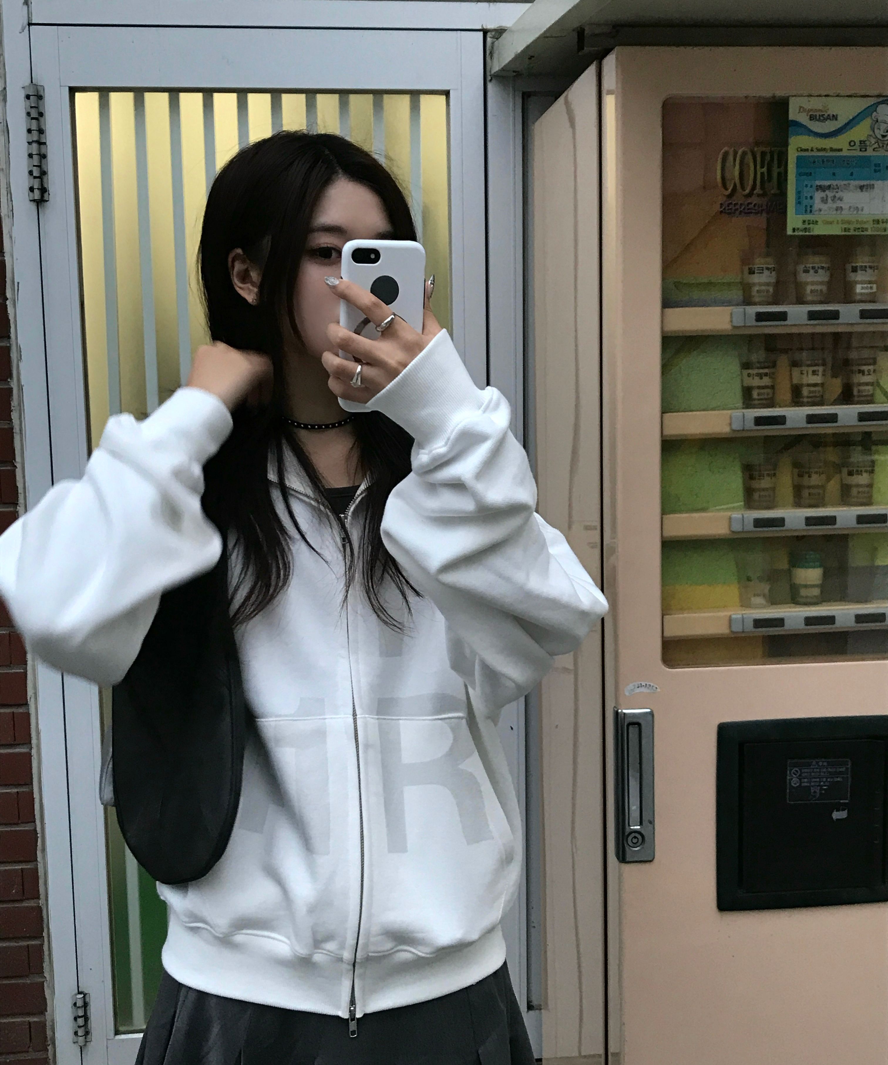 MUSINSA | 41PRAY Graphic Zip Up Hoodie / Ivory