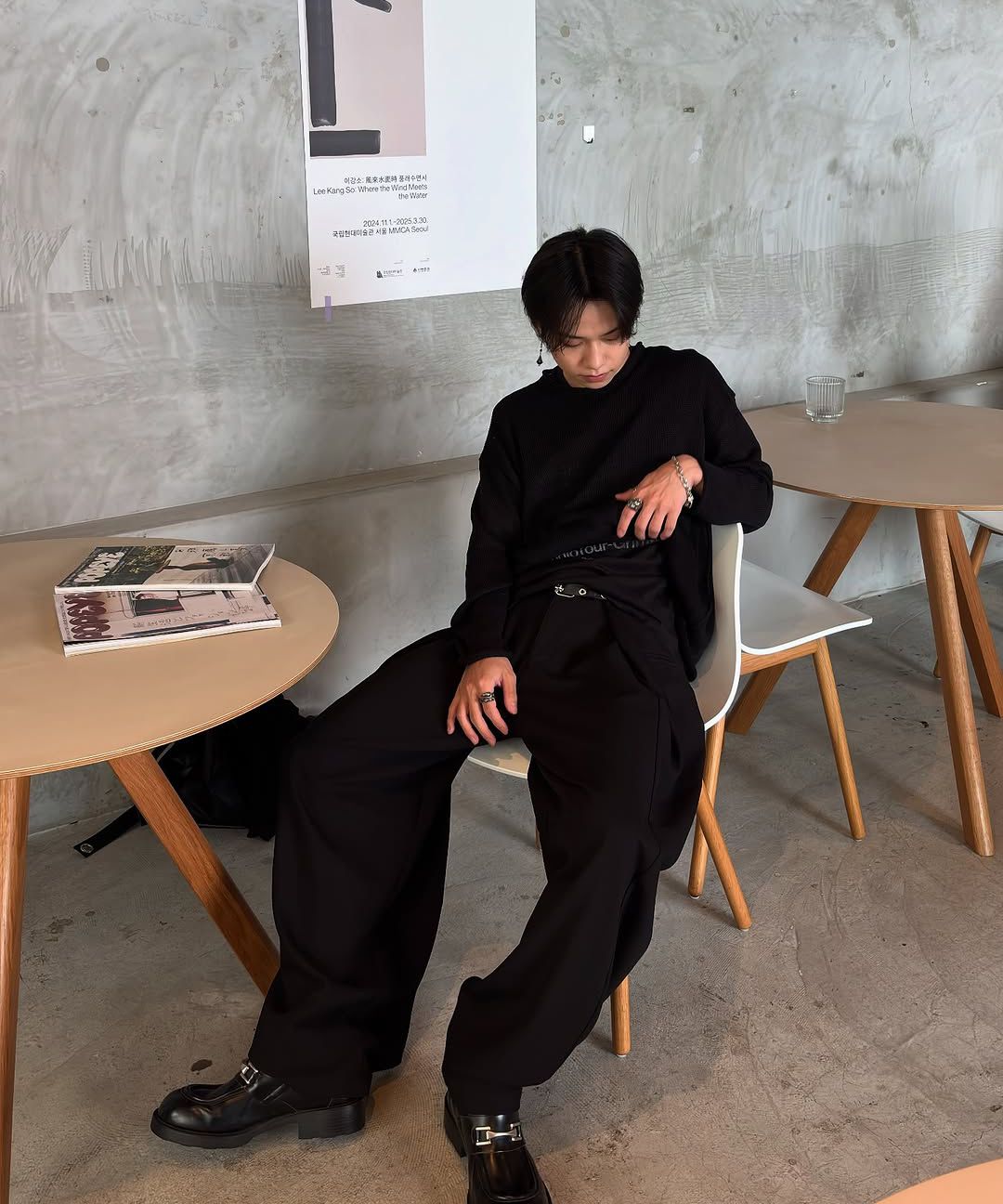 MUSINSA公式 | DNSR フォールディングワイドスラックス ブラック