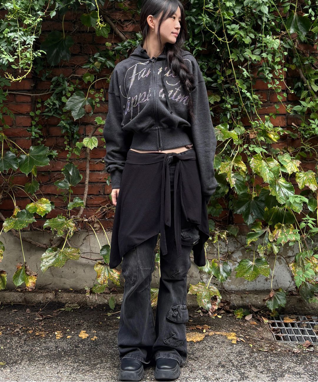 トップス sculptor bad seed jewel hooded zip-up 스컬프터(SCULPTOR) Bad Seed Jewel Hooded Zip-Up Melange Charcoal