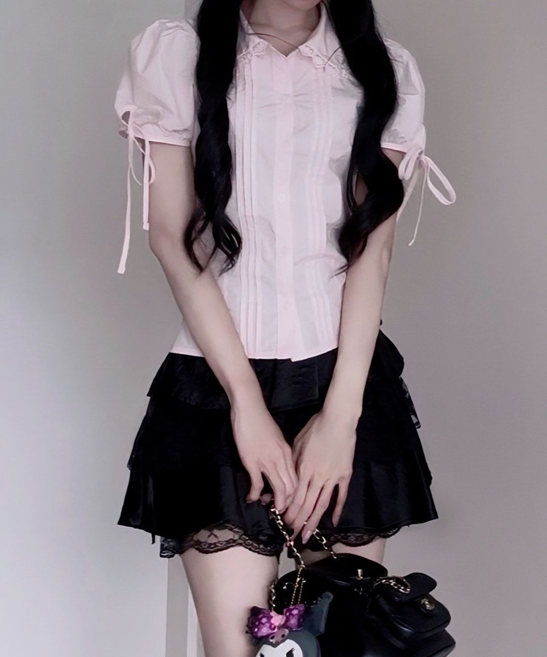 MUSINSA公式 | CRANK ピンタックレースカラー ブラウス_ピンク