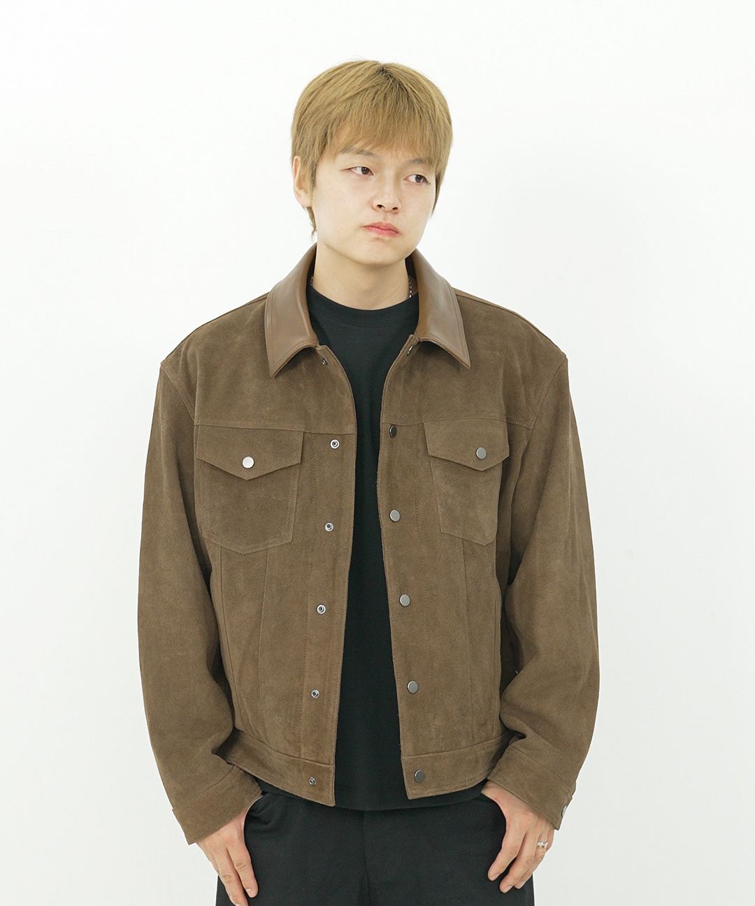 MUSINSA 馬革ポイントスウェードトラッカージャケット MUSINSA公式 | CONNECT KINLOCH [リアルレザー] 馬革ポイント