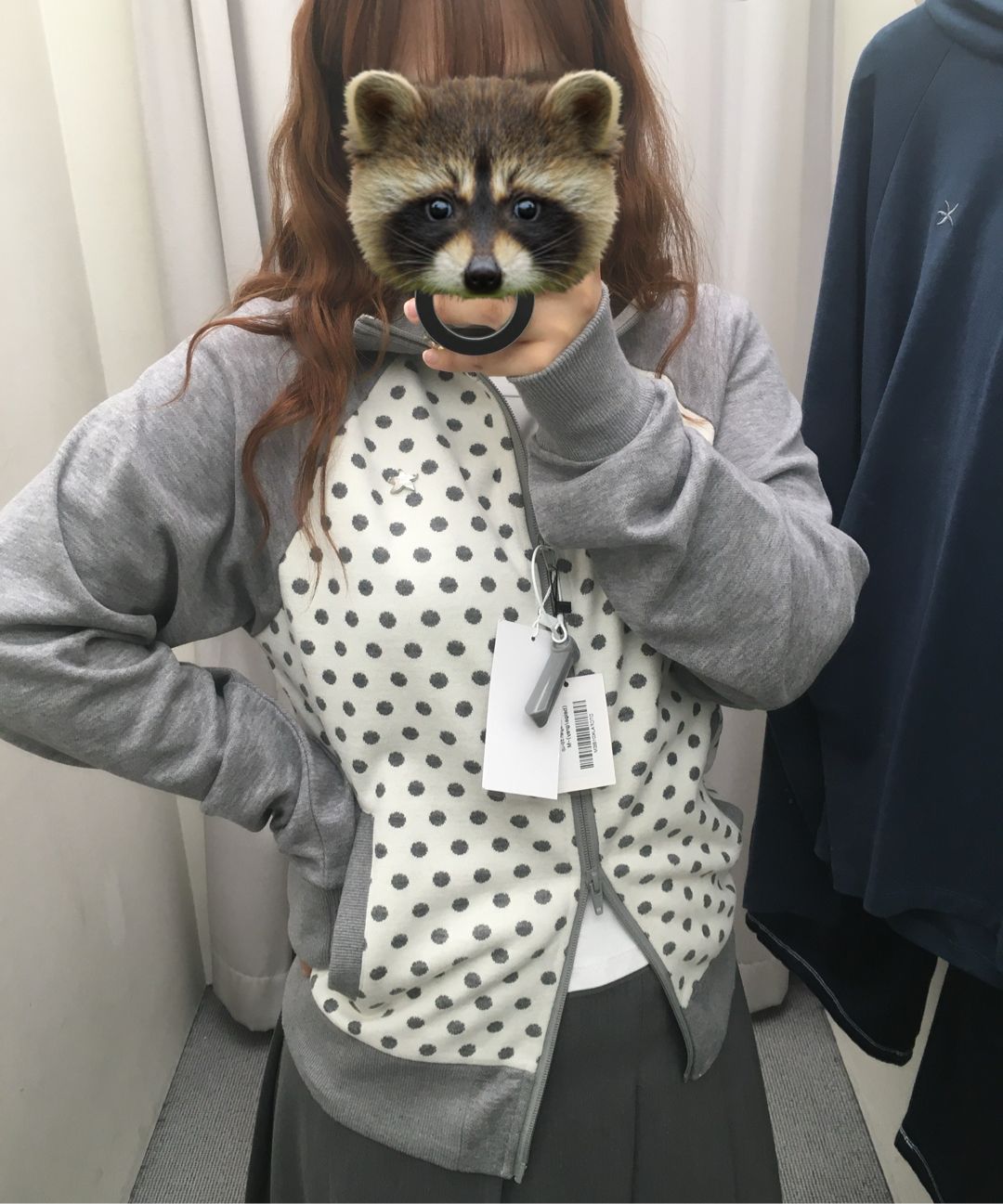 MUSINSA公式 | THE COLDEST MOMENT TCM dot raglan zip-up (beige/grey)