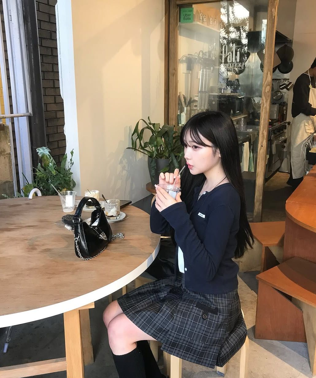 MUSINSA公式 | CRANK ニットスタッドボタンカーディガン_ネイビー