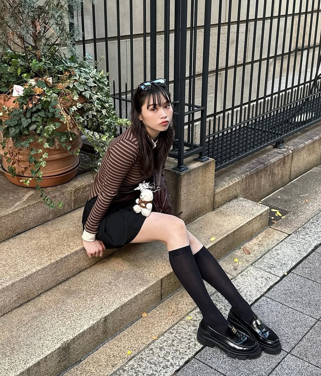 MUSINSA公式 | CRANK マルチストライプポロシャツ_ブラウン