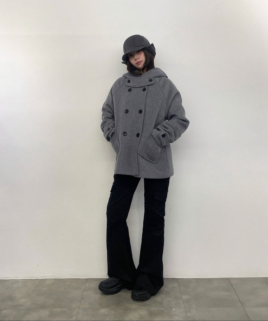 미세키서울(MISEKI SEOUL) Hoodie double button coat GREY - 사이즈