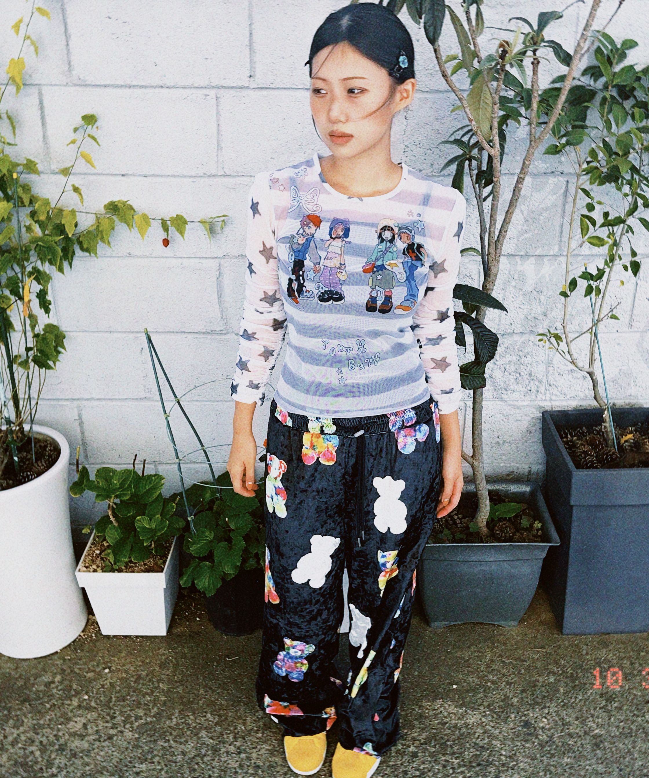 MUSINSA公式 | YOUTHBATH ベロアグラフィックパンツ_ブラック