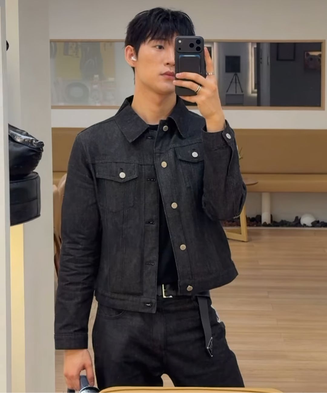 MUSINSA公式 | DECOROSO Knox Denim Trucker Jacket [Coated Black]