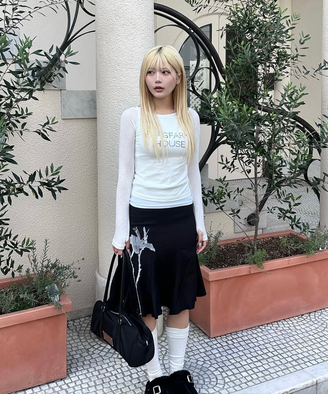 FRAGFARM デイリリーミディスカート　1 MUSINSA | FRAGFARM Day Lily Midi Skirt (Black)