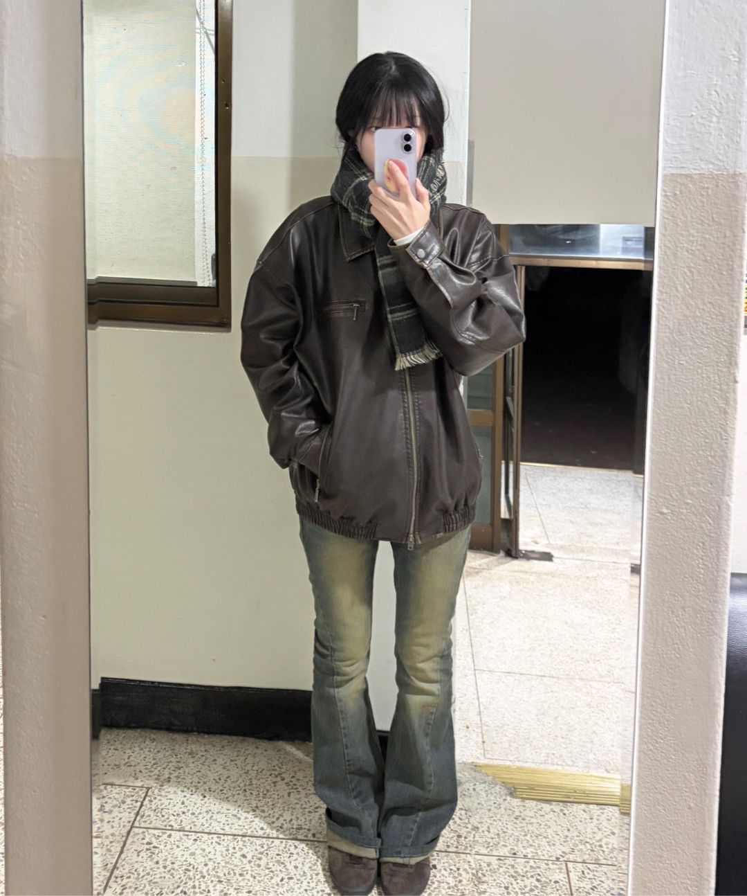 MUSINSA | LEATHERY Washed Leather Oversized Blouson Jacket [WASHED 