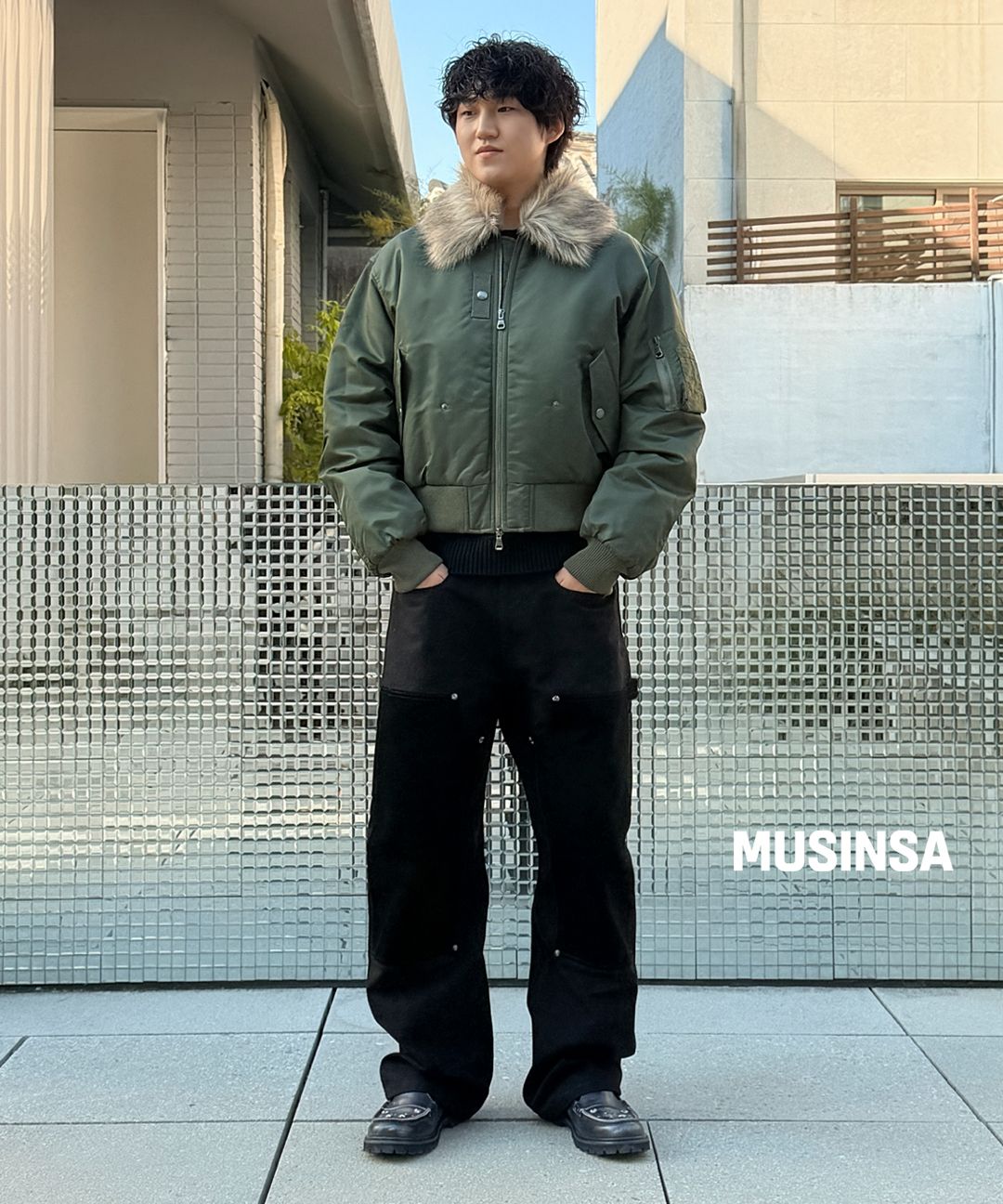 MUSINSA公式 | ANDERSSON BELL FUR COLLAR MA-1 BOMBER awa737u(KHAKI)