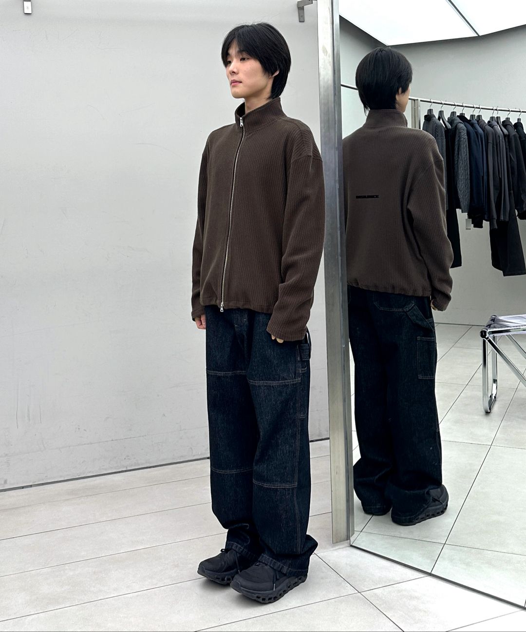 MUSINSA公式 | INSILENCE テクスチャージップアップジャケット ブラウン