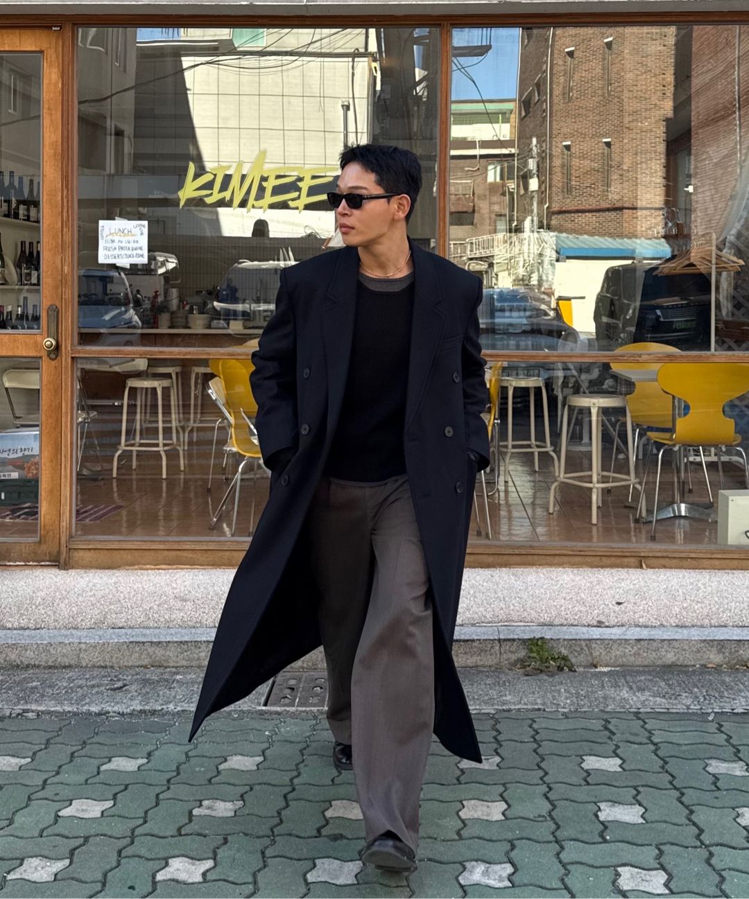 MUSINSA公式 | LMOOD グレーウェイル ダブルコート フェルト ブラック