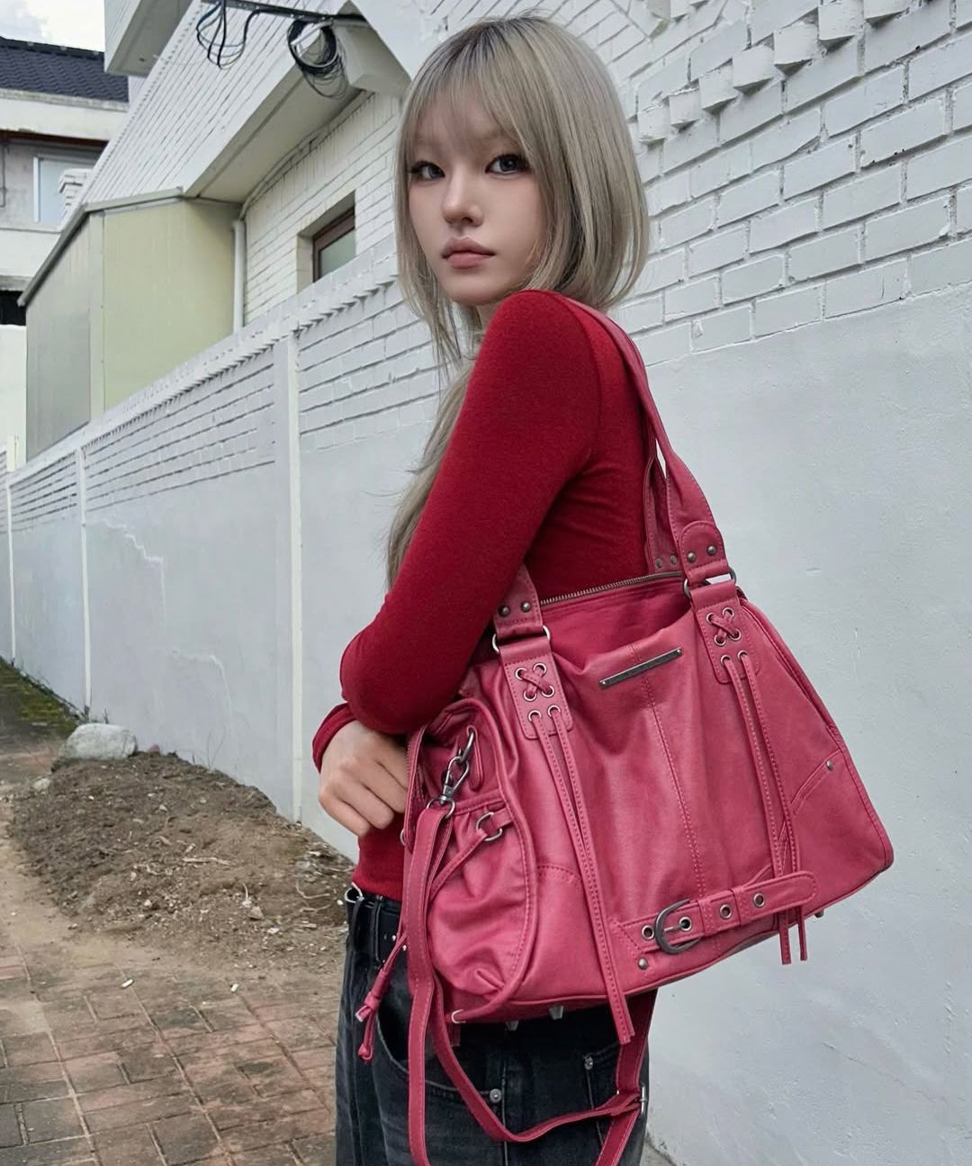 MUSINSA公式 | FANCY CLUB ベルト付きウォッシングレザーバッグ