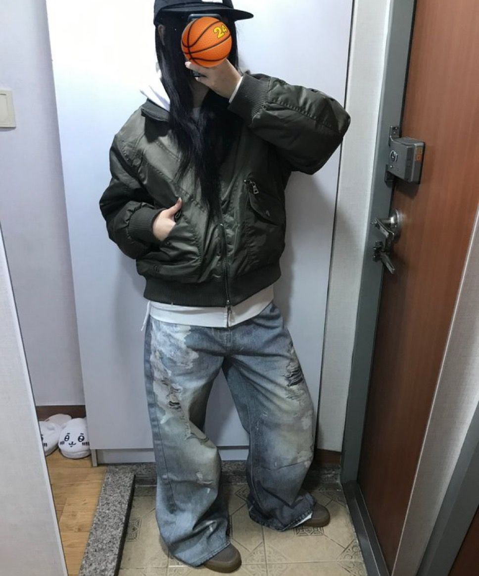 단델(DANDEL) DD cropped studded MA-1 jacket (KHAKI) - 사이즈