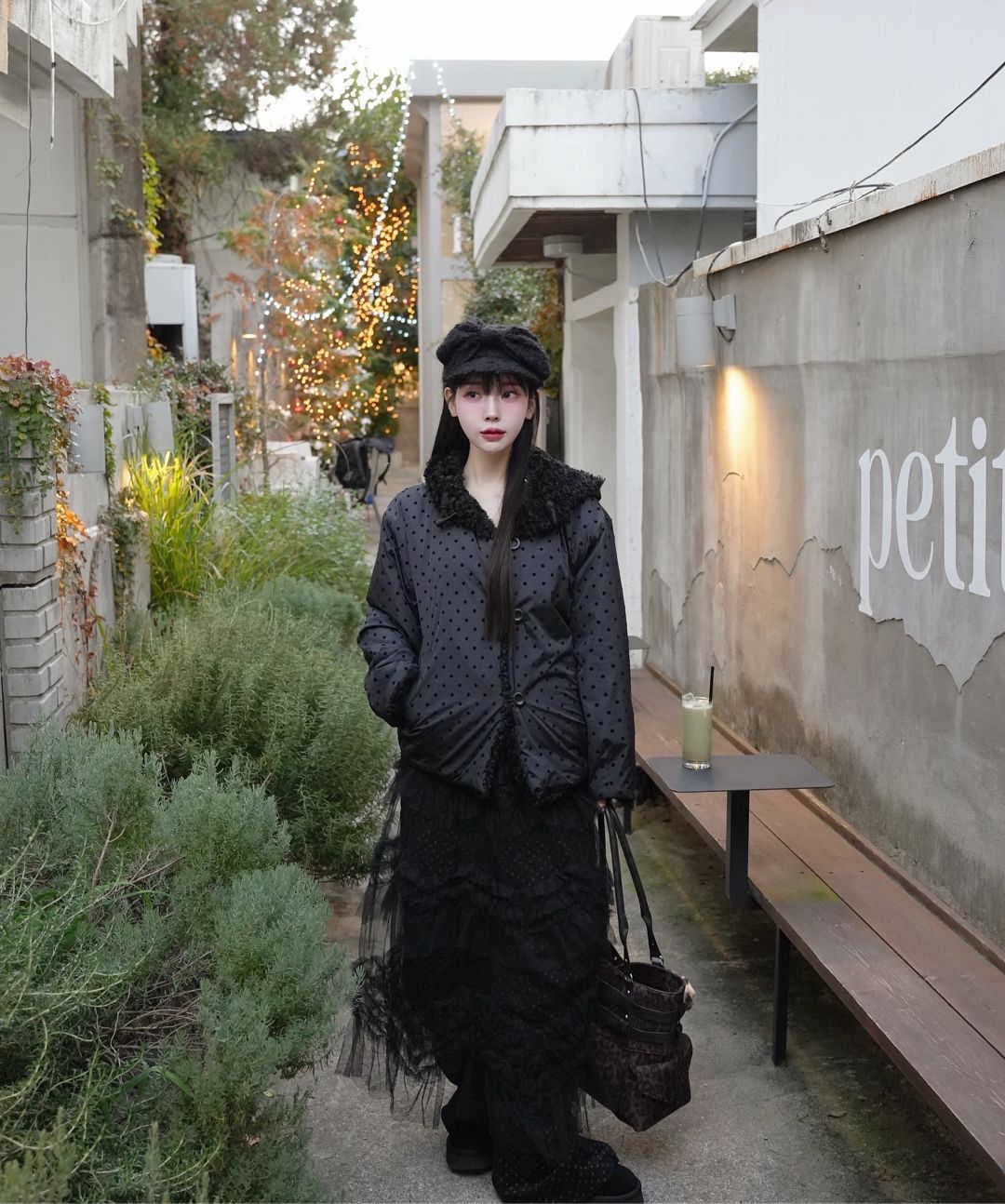 MUSINSA | HIGH SCHOOL DISCO Dot Reversible Fur Jacket_Black