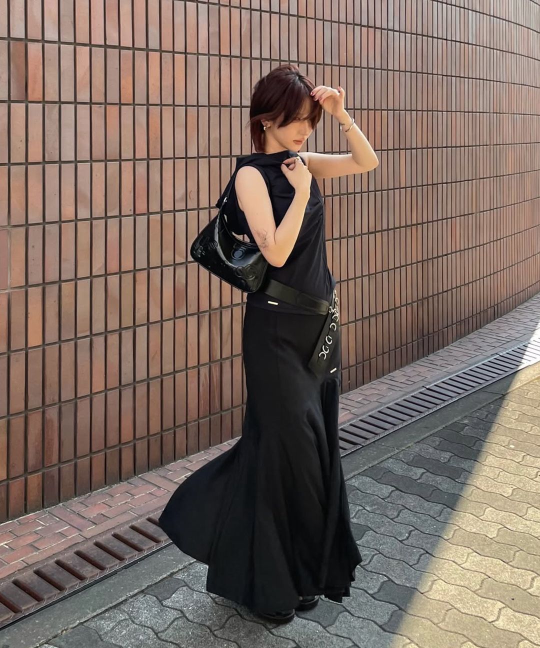 MUSINSA公式 | MISEKI SEOUL Flare long skirt CHARCOAL