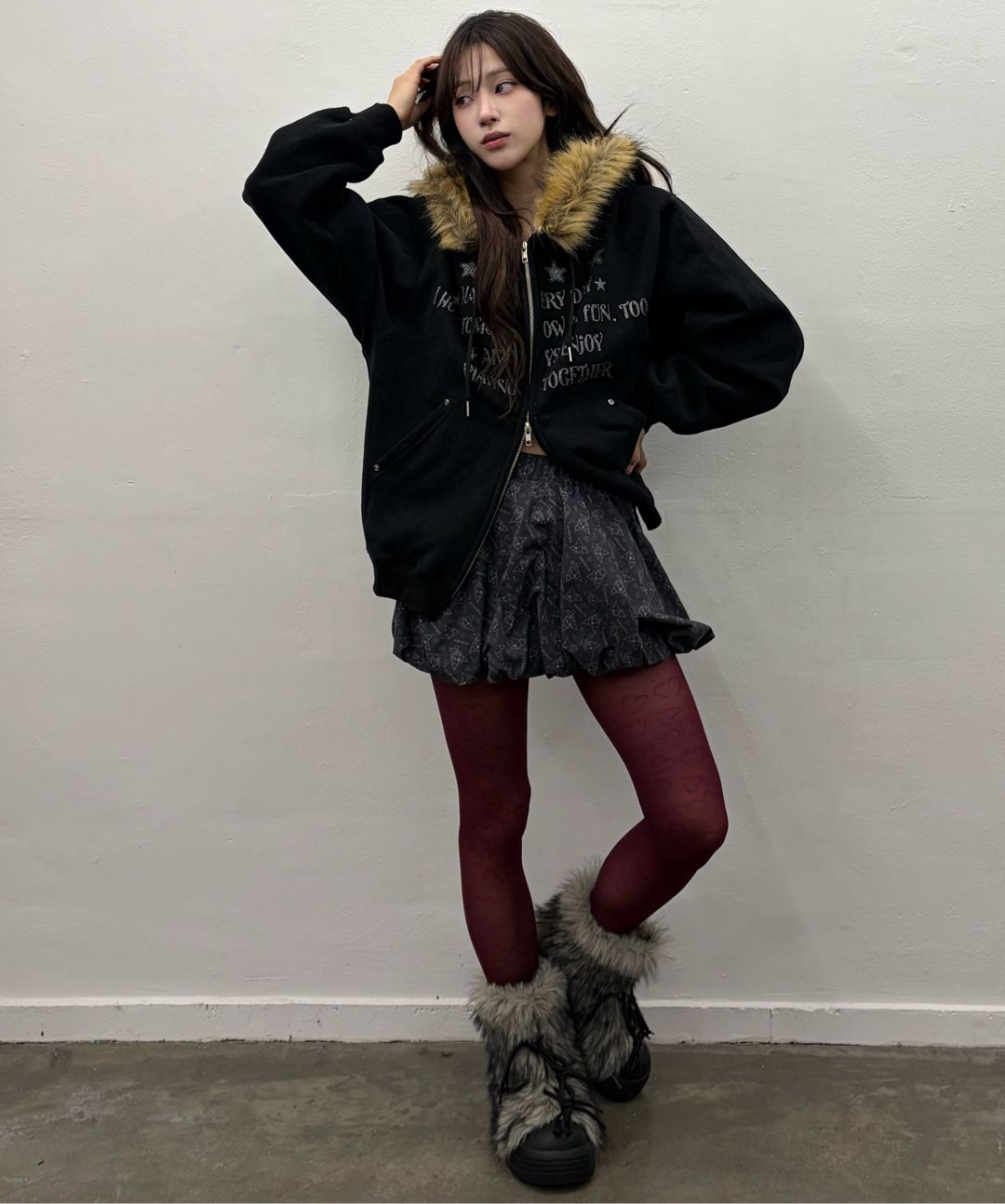 MUSINSA | LUV IS TRUE FS LETTER HOOD ZIPUP(BLACK)