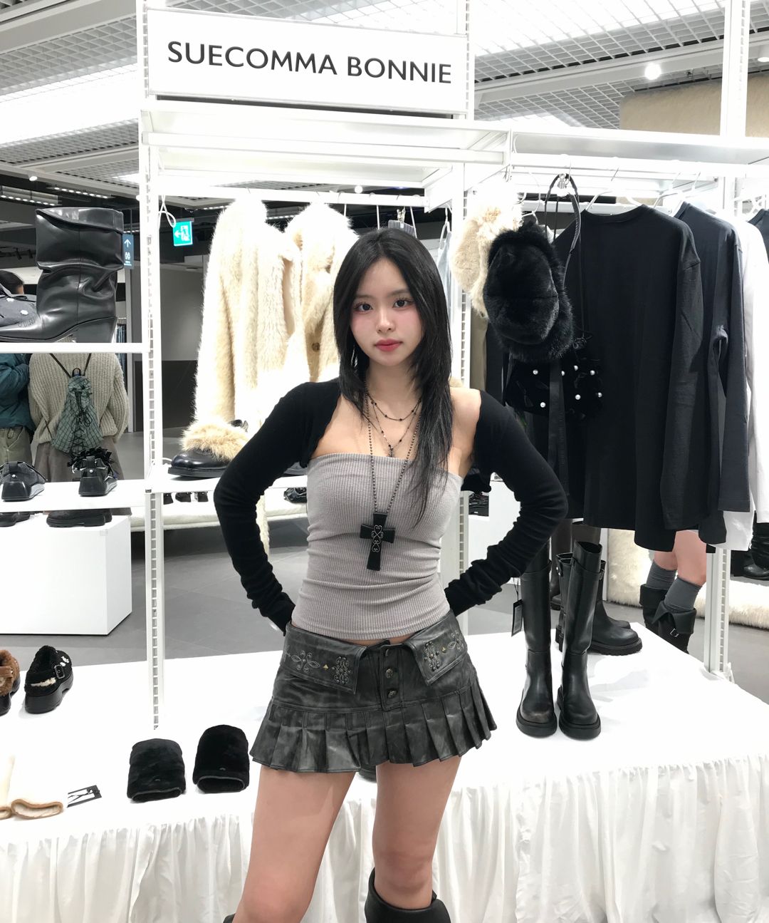 MUSINSA公式 | SCULPTOR Western Faux Leather Micro Skirt Black