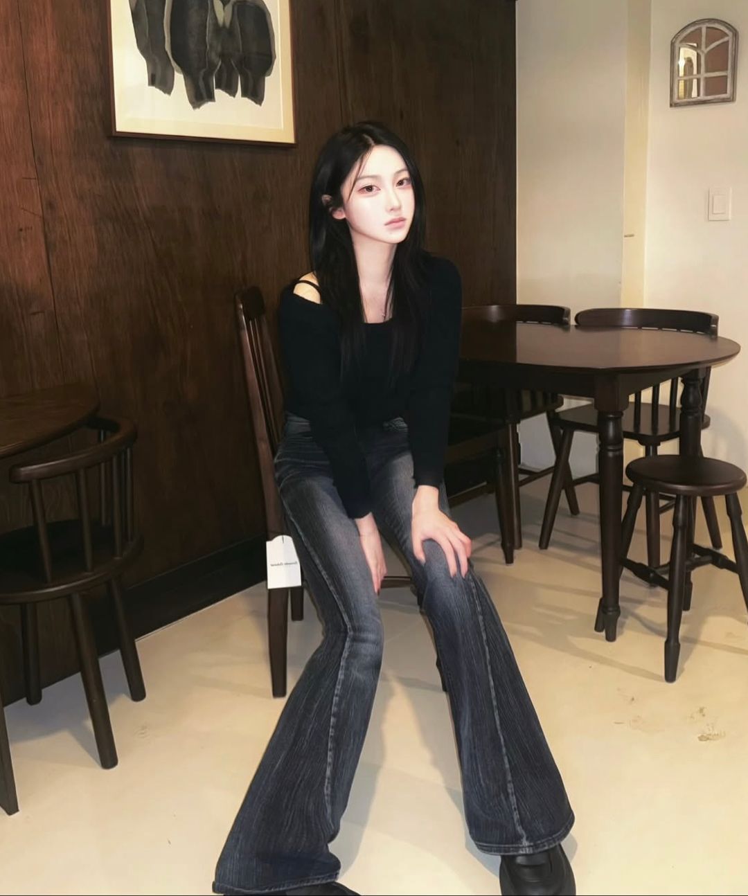 MUSINSA | SYNERJYN SLUB CAT WASHING DENIM PANTS BLACK